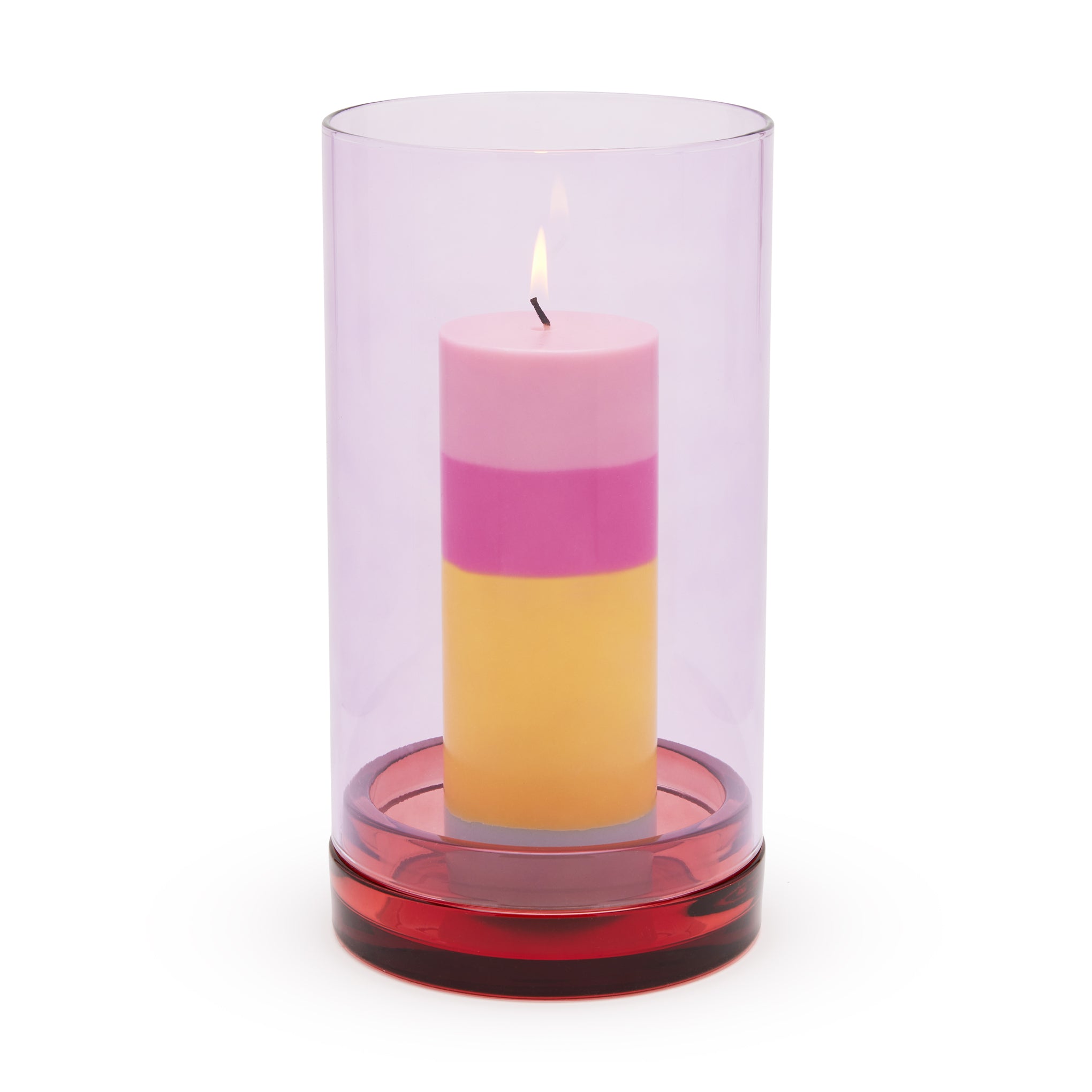 Violet & Red Glass Hurricane Candle Holder for Centerpieces