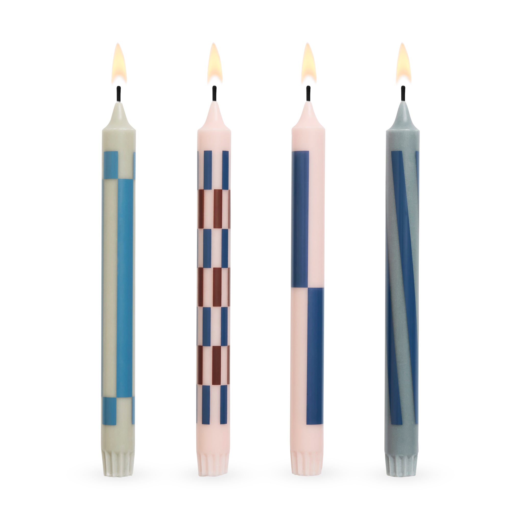 HAY Pattern Taper Candle - Eco-Friendly Light Pink & Blue