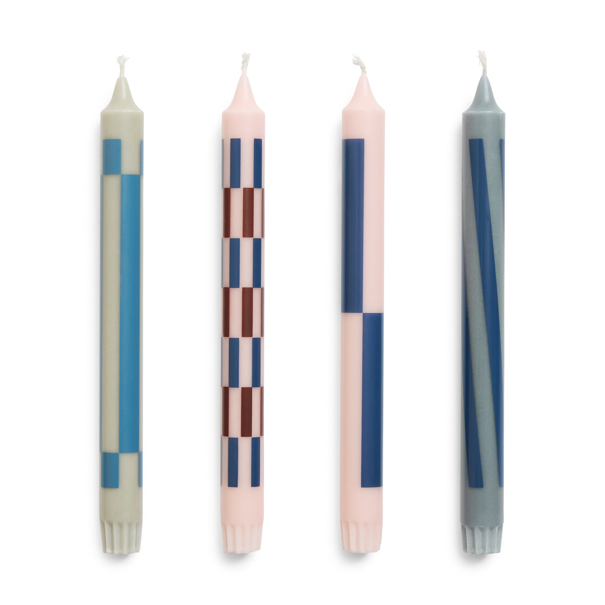 HAY Pattern Taper Candle - Eco-Friendly Light Pink & Blue