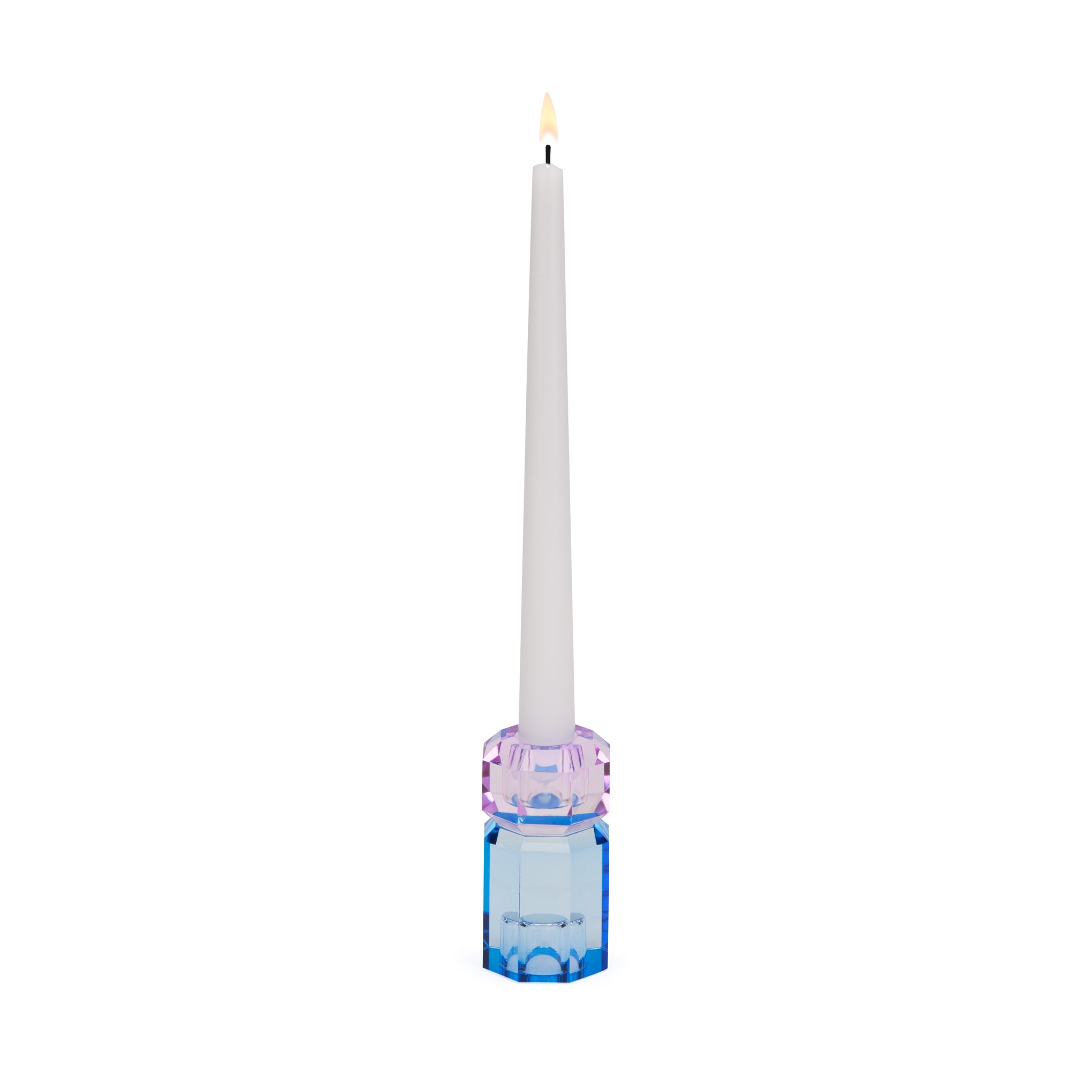 Faceted Crystal Candle Holder - Reversible Cobalt & Violet for Tapers & Tea Lights