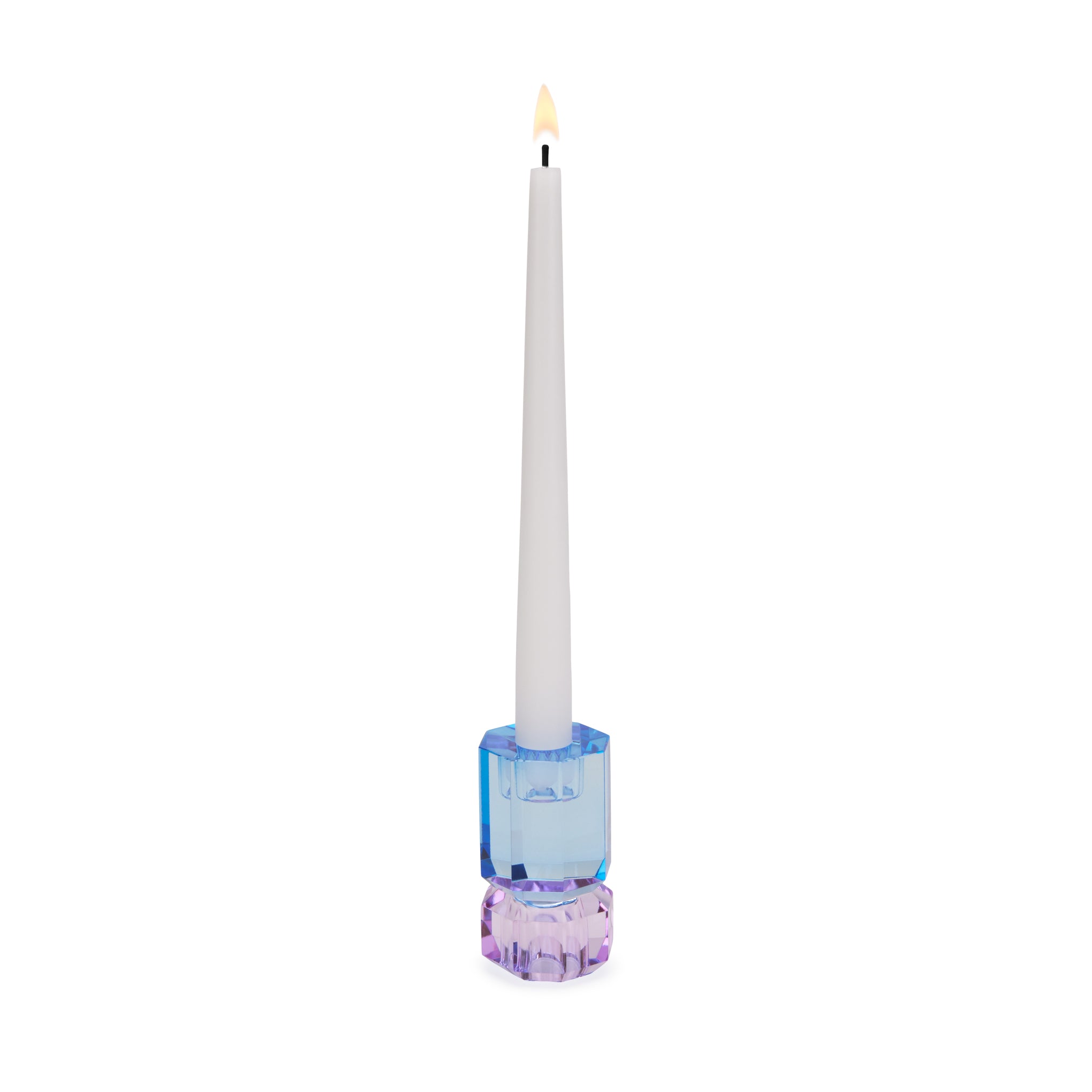 Faceted Crystal Candle Holder - Reversible Cobalt & Violet for Tapers & Tea Lights