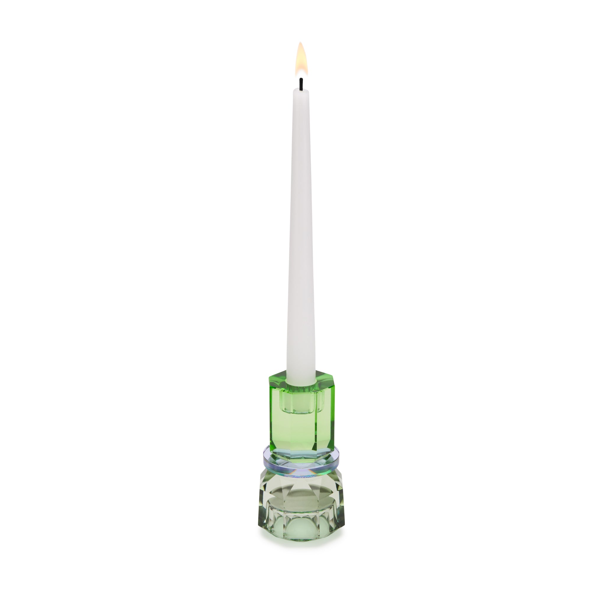 Faceted Crystal Candle Holder - Reversible for Taper & Tea Lights