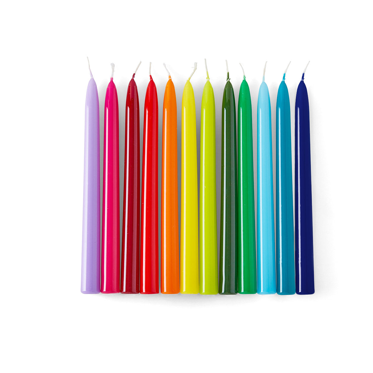 Rainbow Taper Candles - Set of 12 Vibrant Colors, 10" Tall