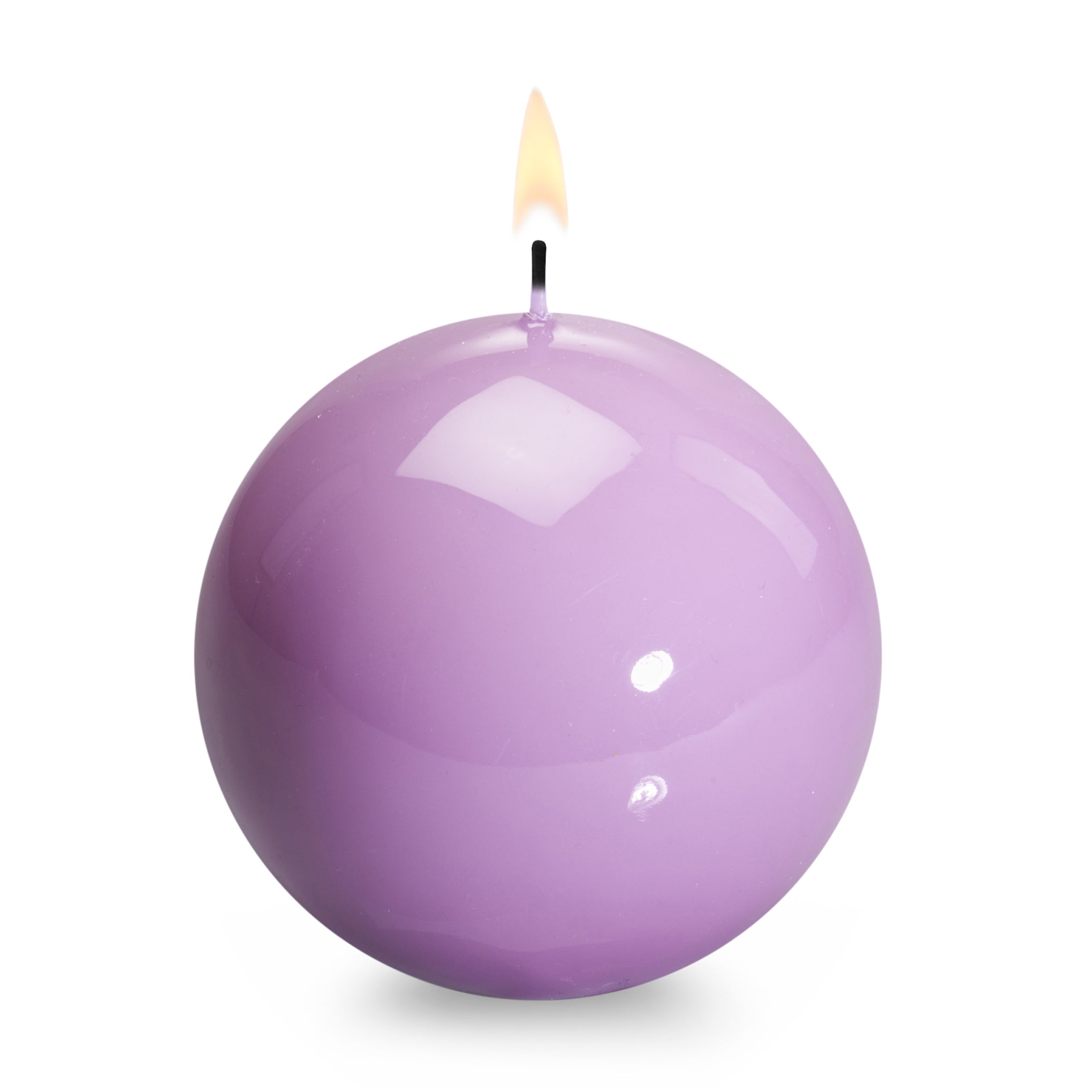 Handmade Italian Ball Candle - Lilac, Artisan Lacquer Finish, 100-Hour Burn