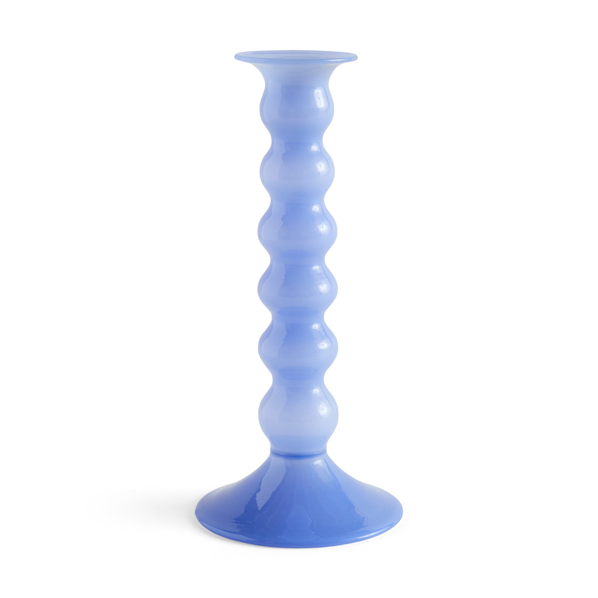 HAY Large Wavy Glass Candle Holder - Jade Blue Borosilicate
