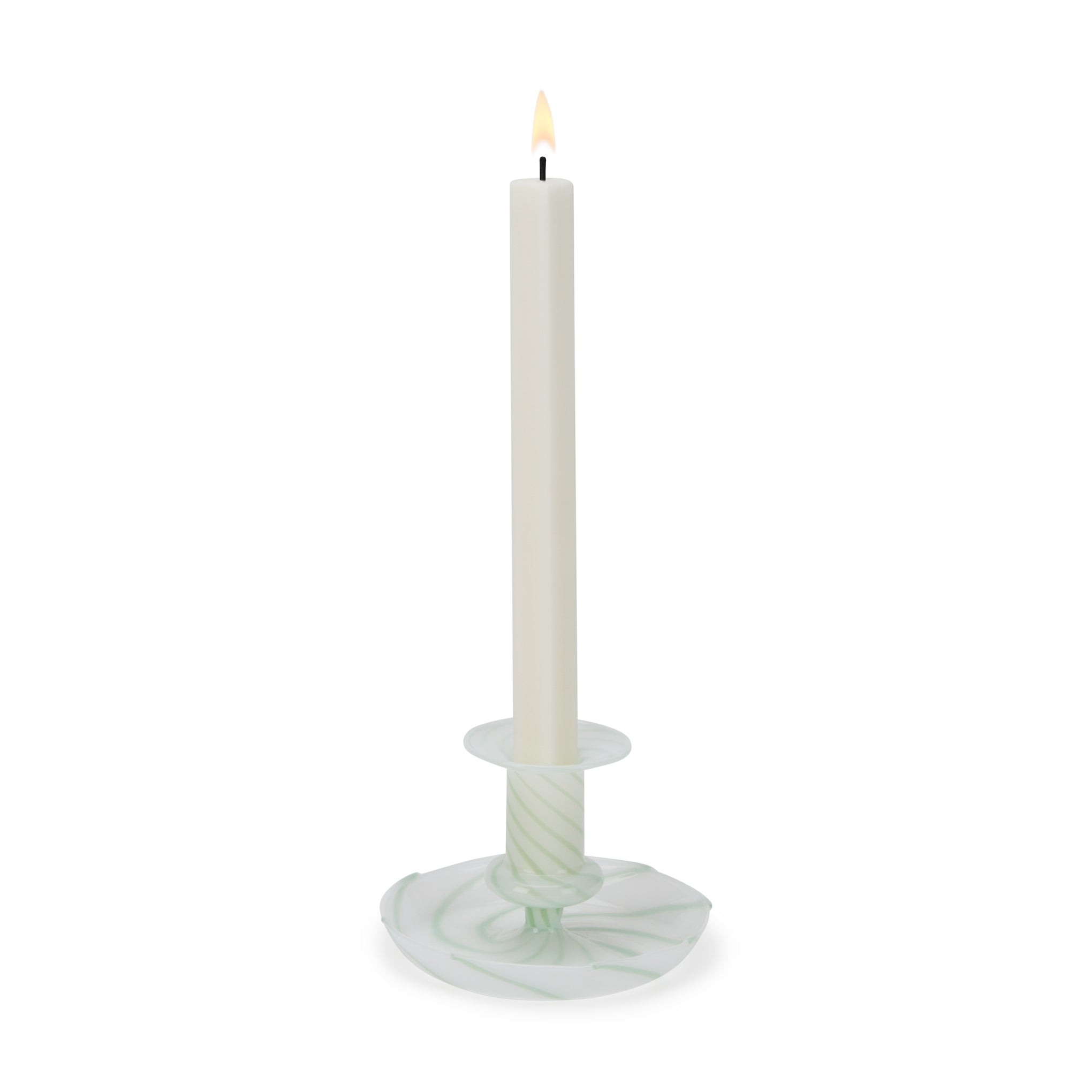 HAY Green Milk Stripe Glass Candle Holder - Borosilicate
