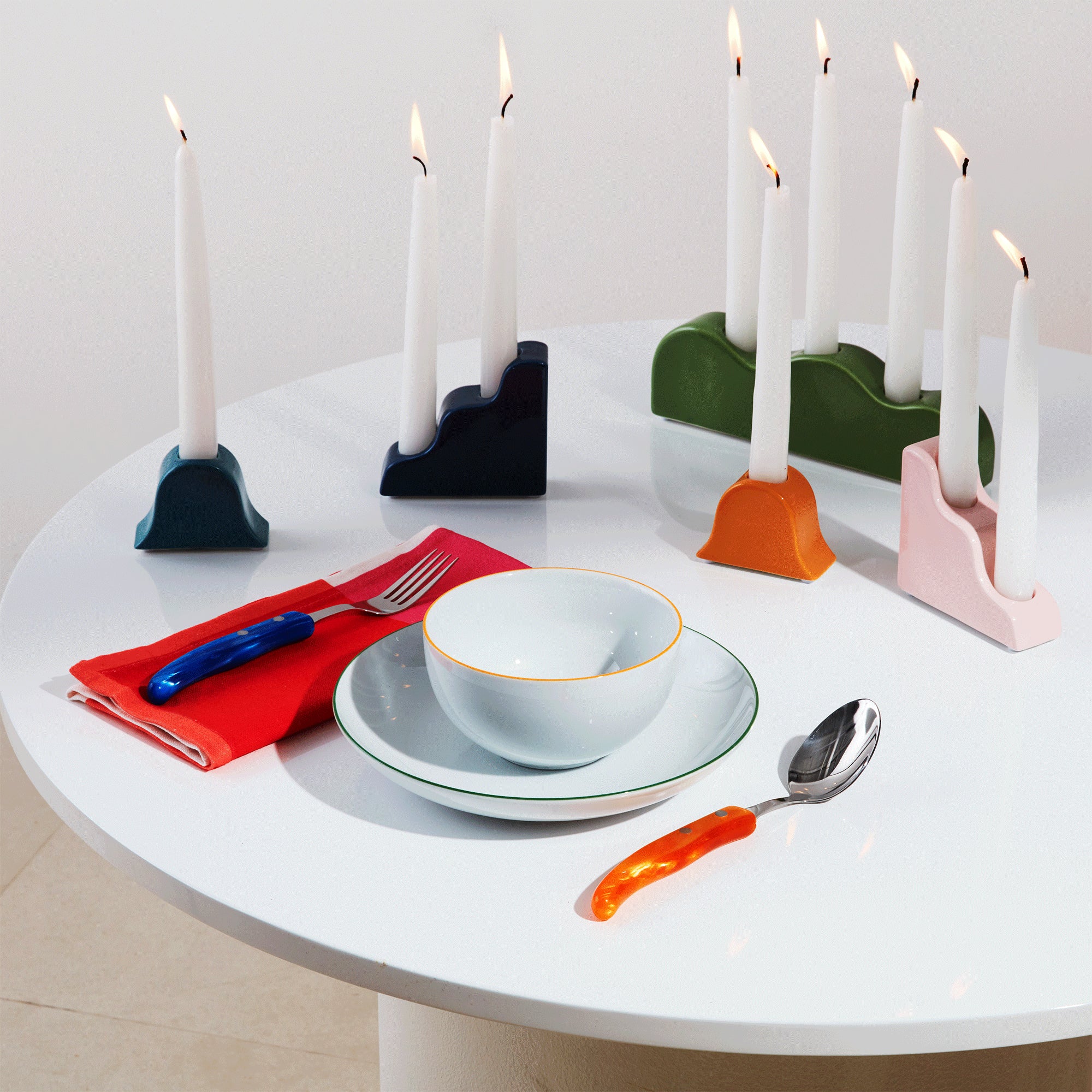 Ceramic Blue Landscape Candle Holder – Handcrafted for Modern Tables