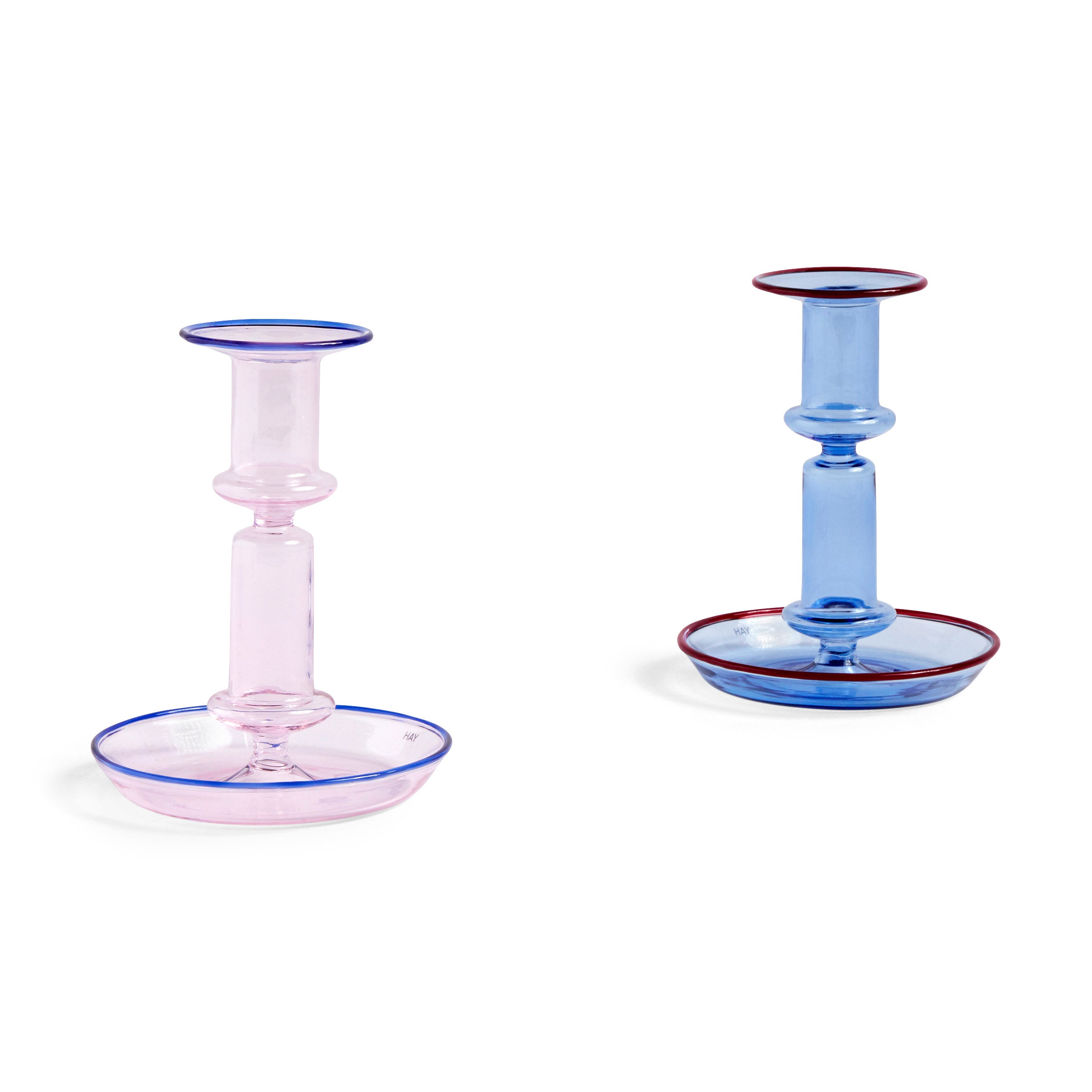 HAY Light Blue Glass Candle Holder with Wax Catcher