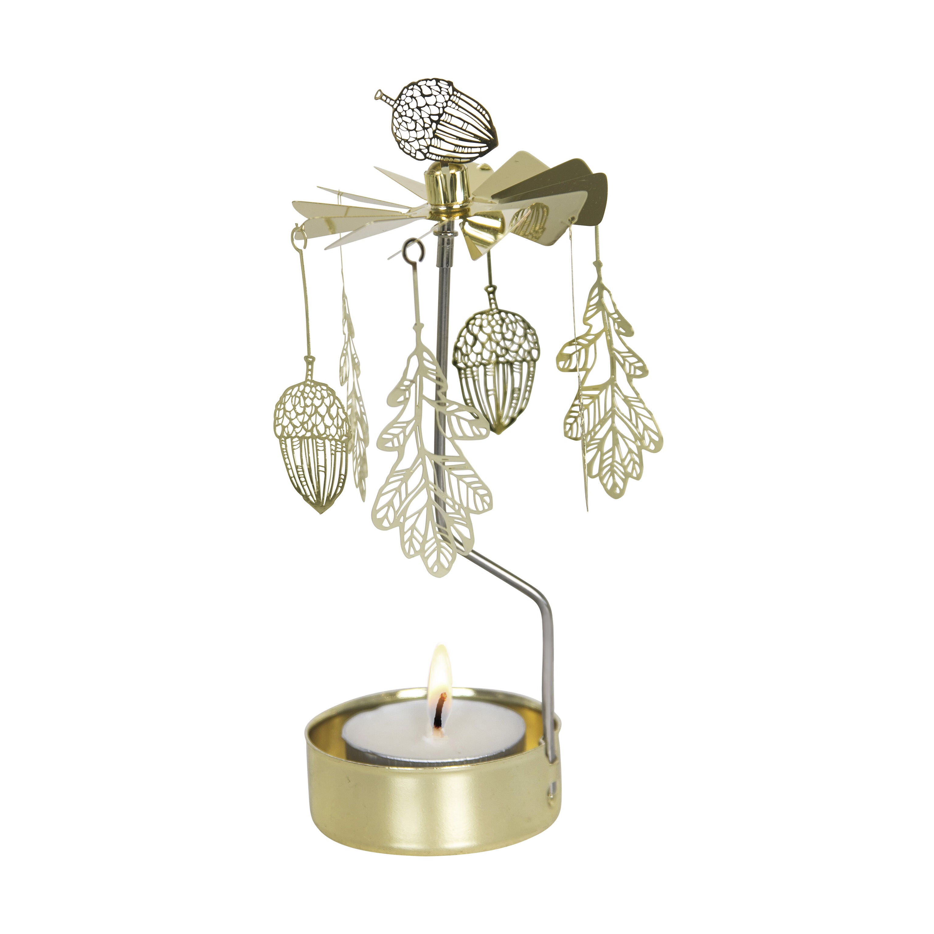 Rotating Oak Tree Candle Holder - Iron Mobile Stand for Votives