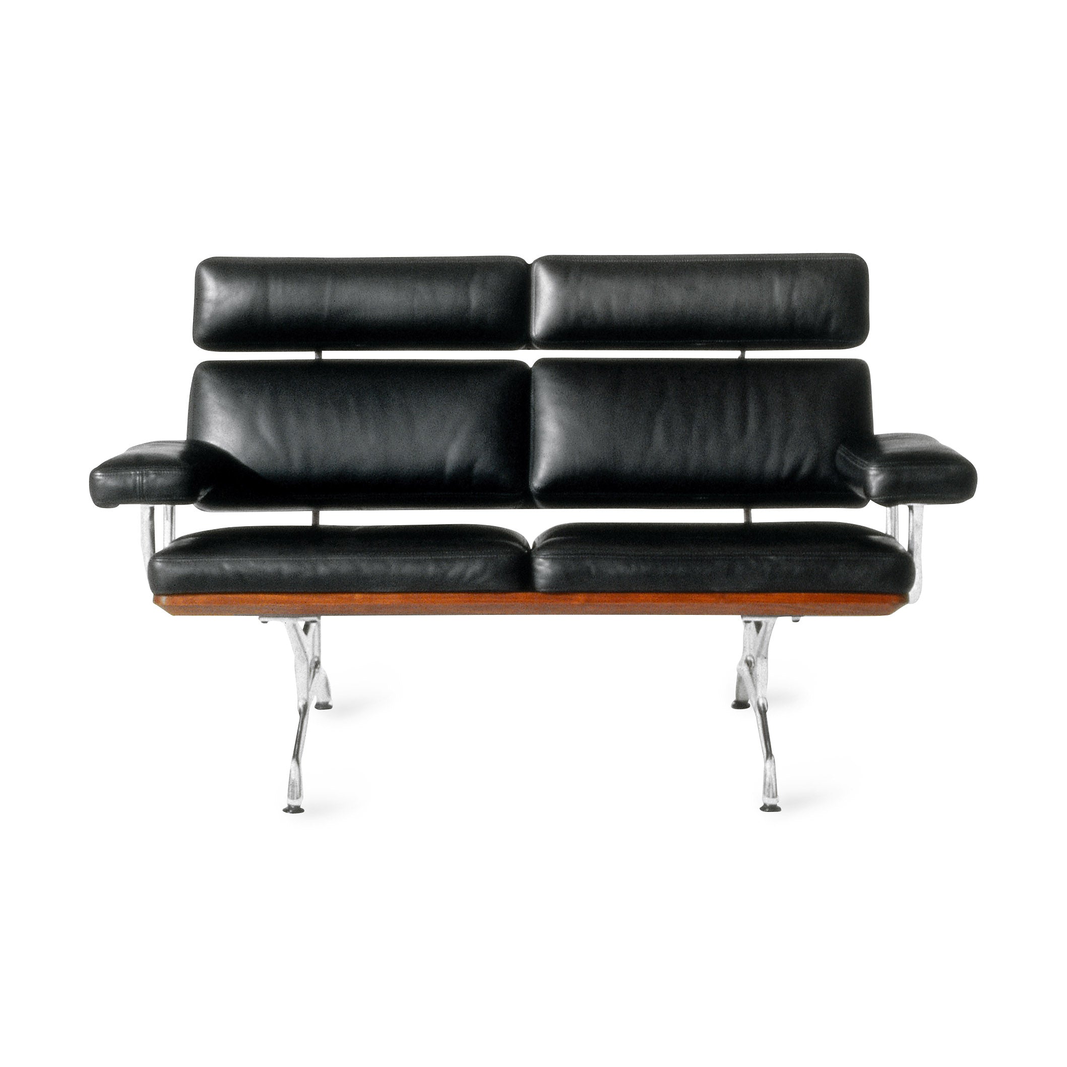 Herman Miller Eames 2-Seat Leather Sofa - Walnut & Aluminum