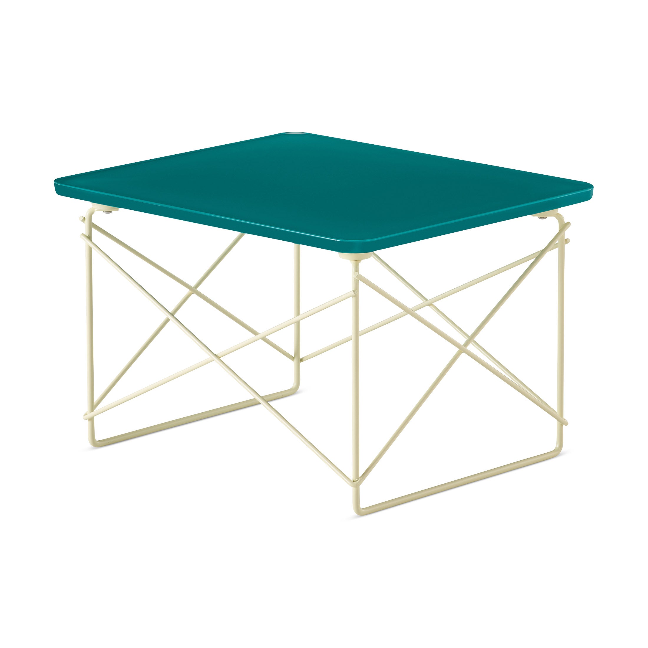 Herman Miller Eames Wire Base Low Table - Mint Green Glass Top