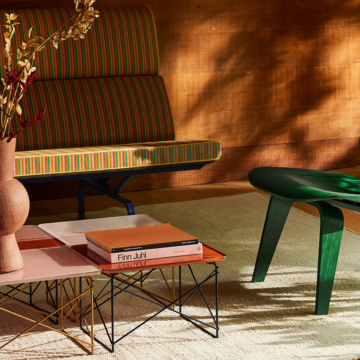 Herman Miller Eames Wire Base Low Table - Mint Green Glass Top