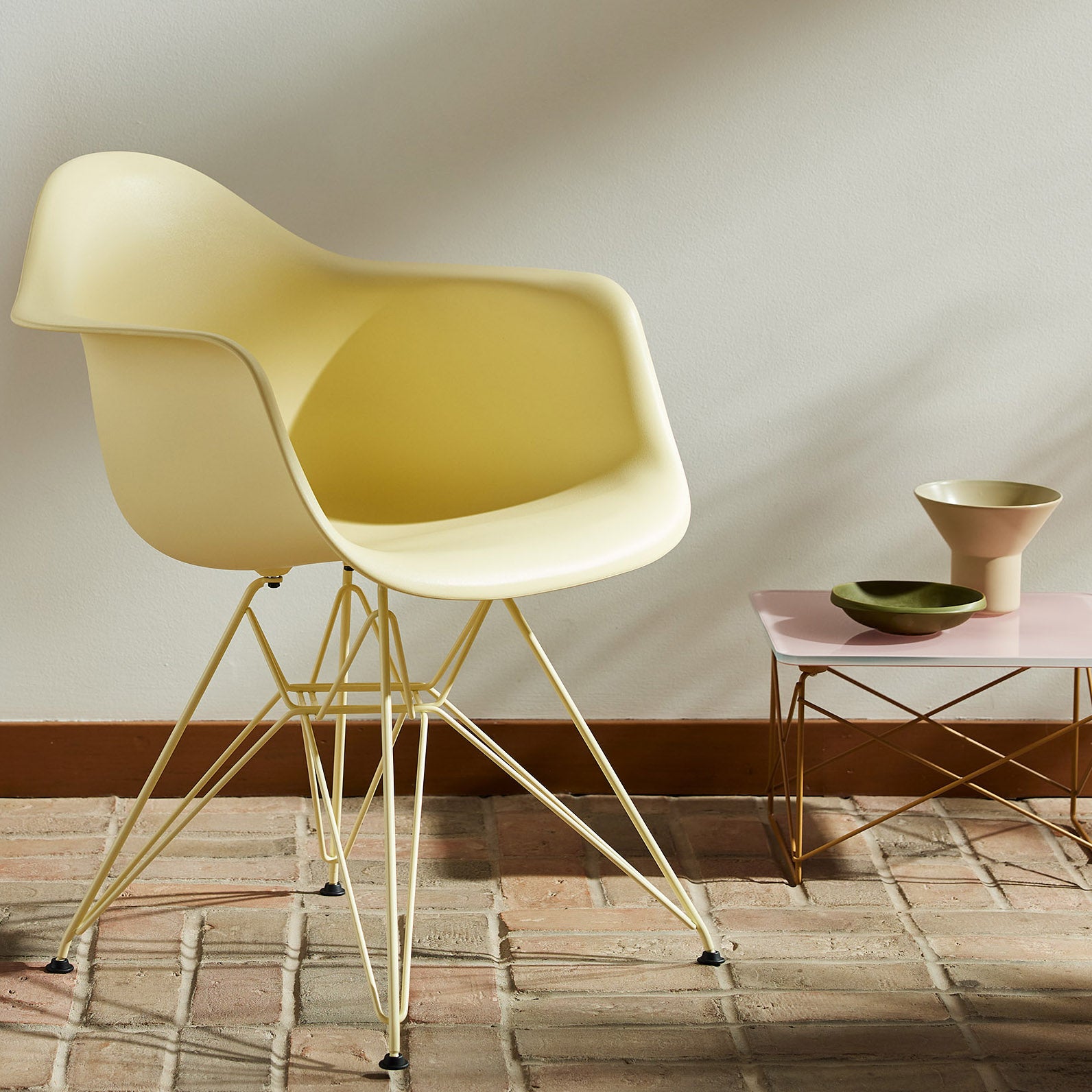 Herman Miller Eames Wire Base Low Table - Mint Green Glass Top
