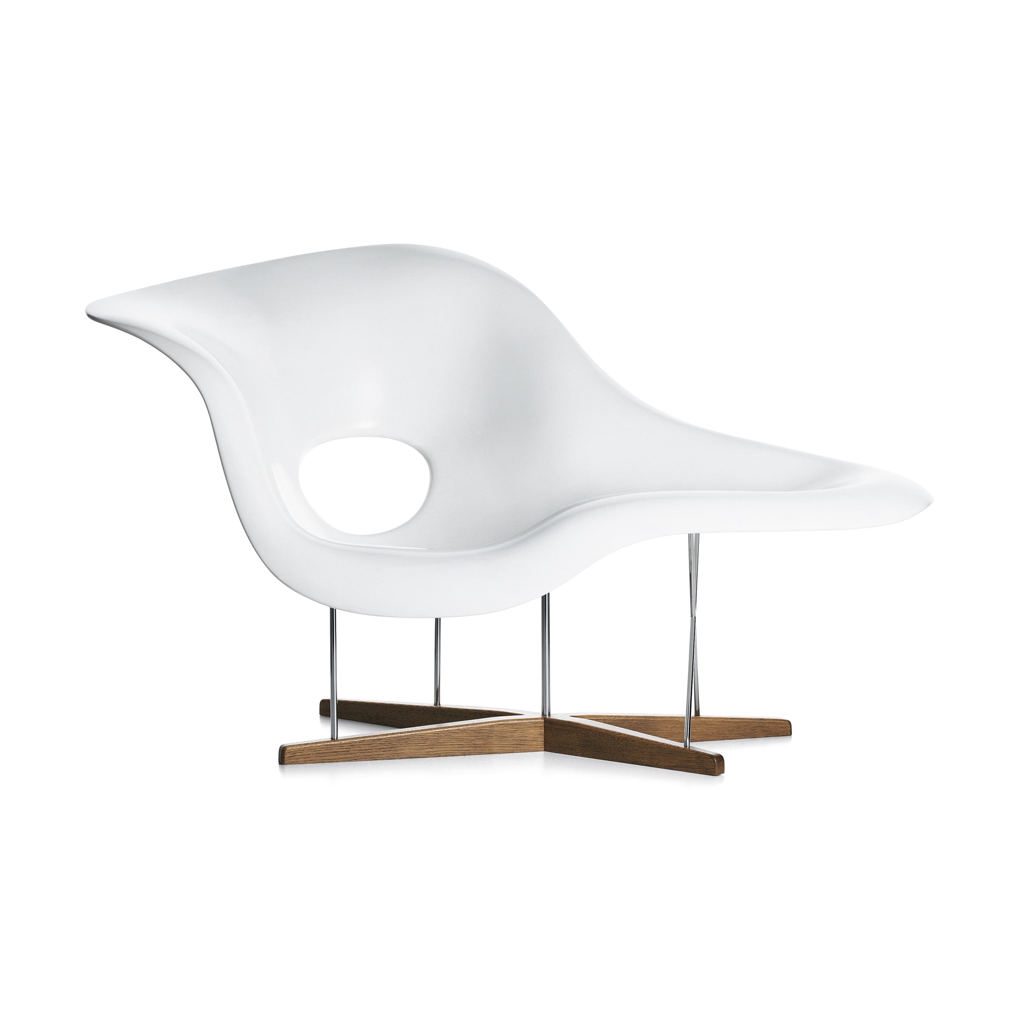 Vitra Eames La Chaise Lounge Chair - White Lacquer & Oak Base