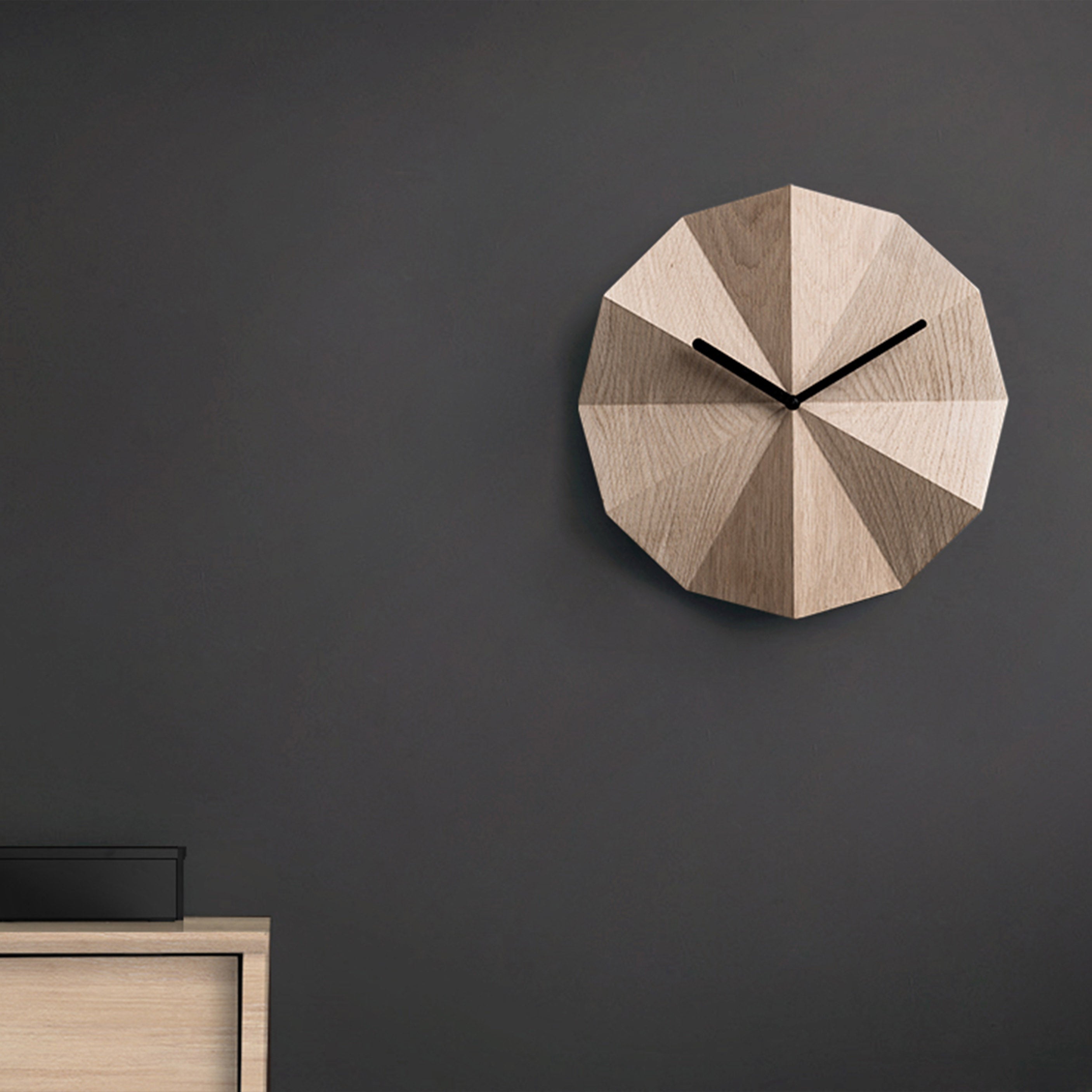 Delta Wall Clock by MoMA - Oak & Black Silent Sundial Design