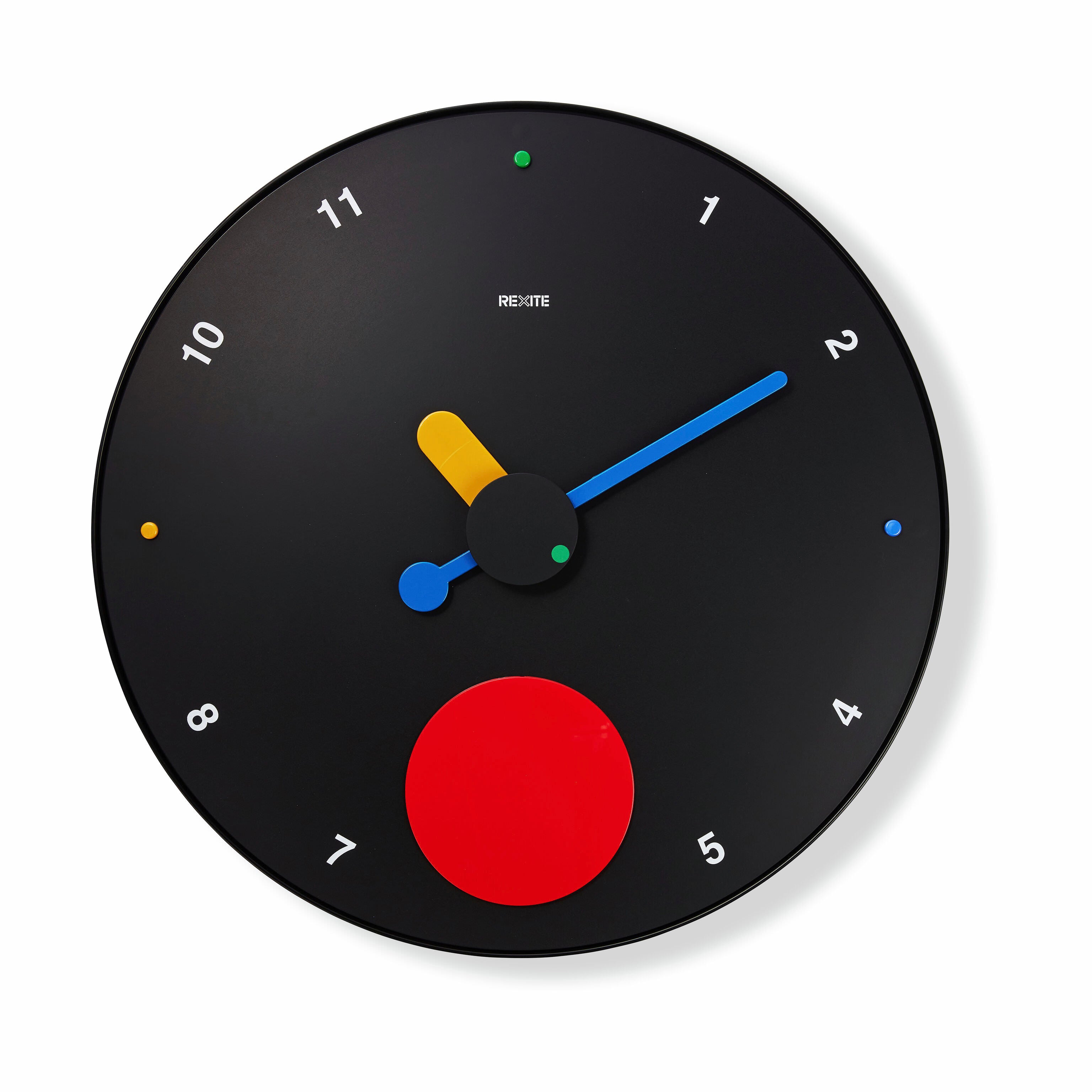 Contrattempo Modern Wall Clock - Black Recycled Design with Swinging Red Disc