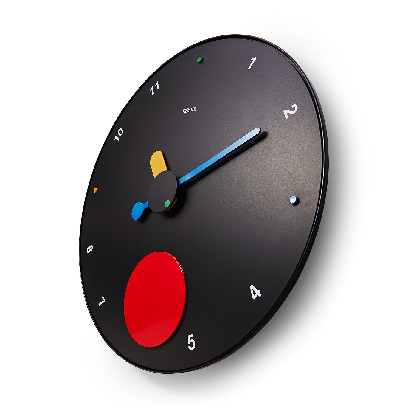 Contrattempo Modern Wall Clock - Black Recycled Design with Swinging Red Disc