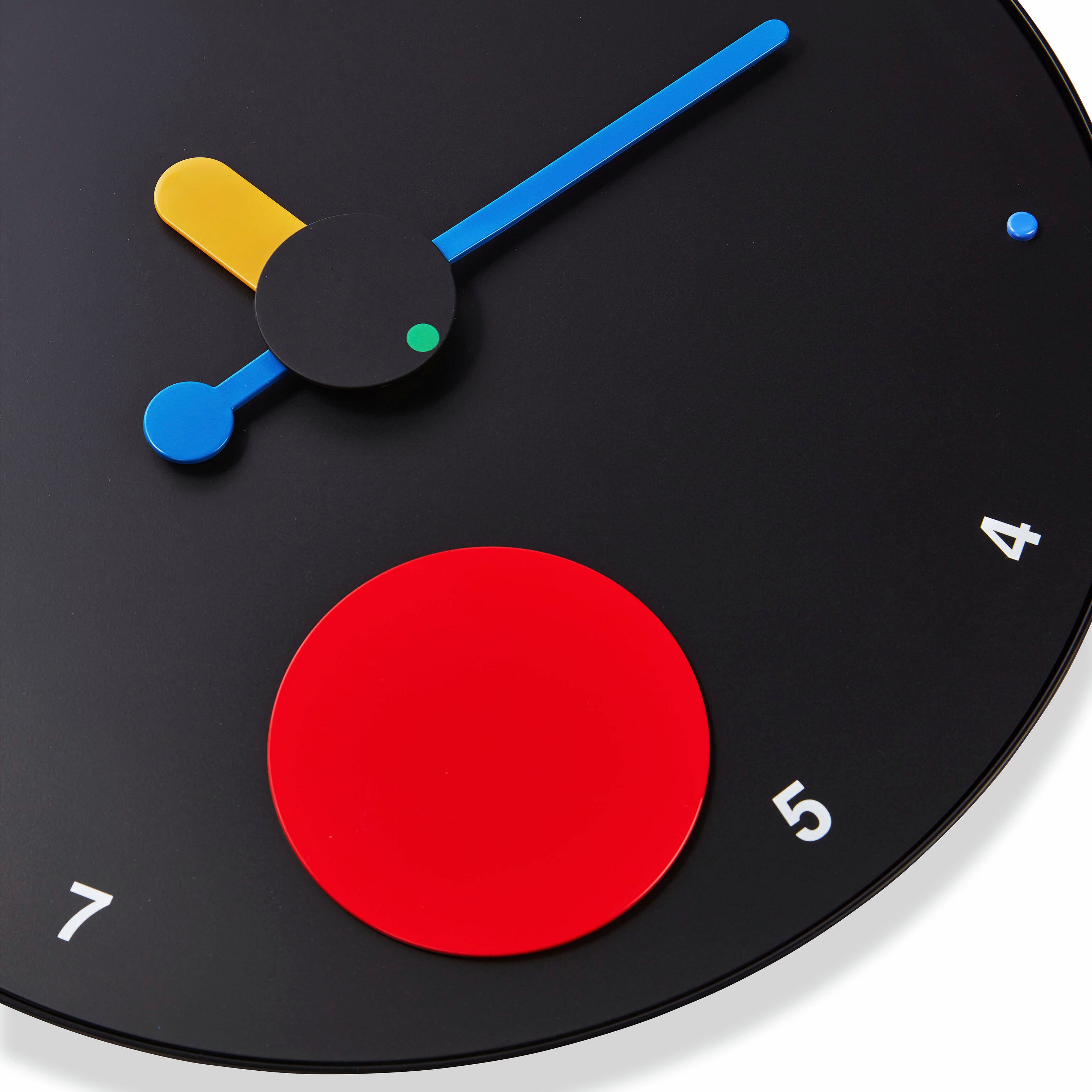 Contrattempo Modern Wall Clock - Black Recycled Design with Swinging Red Disc