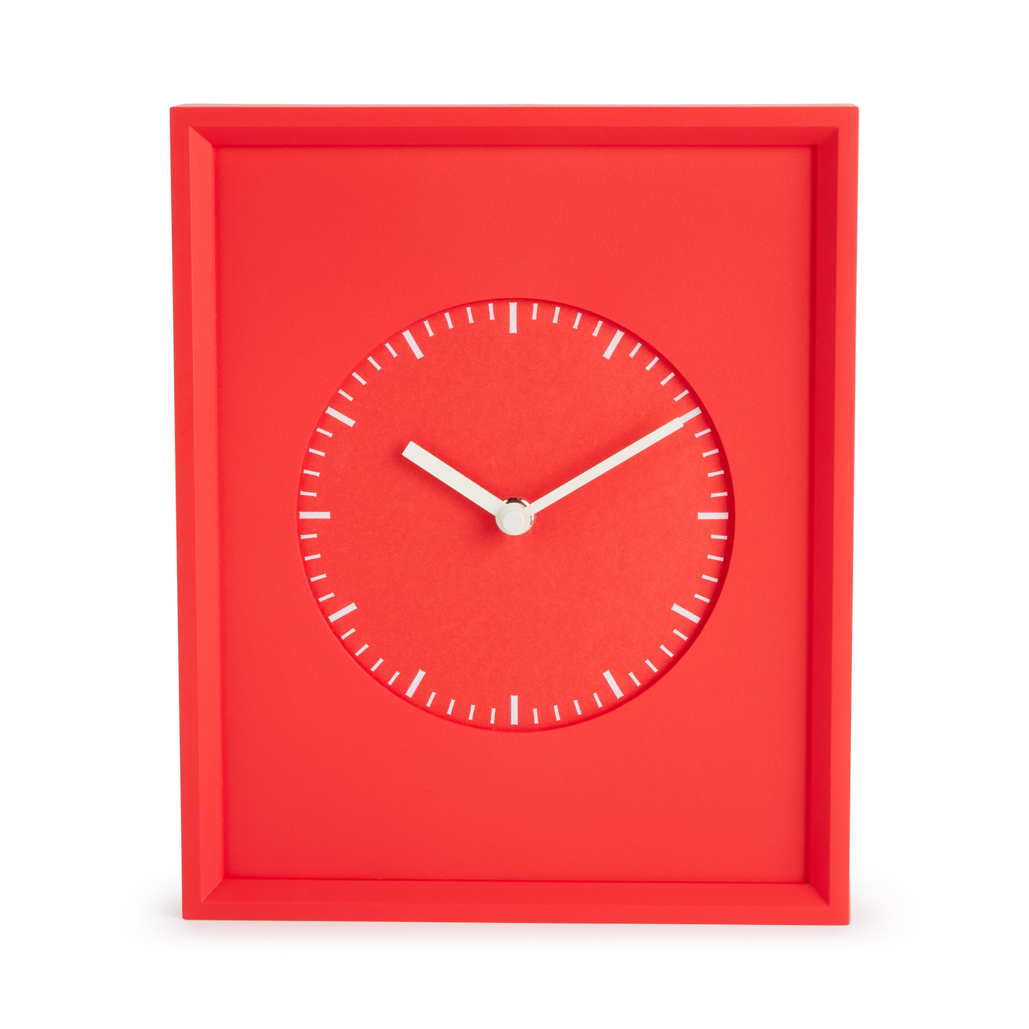Miee Frame Clock - Modern Wall & Desk Clock in Red - Minimalist Design