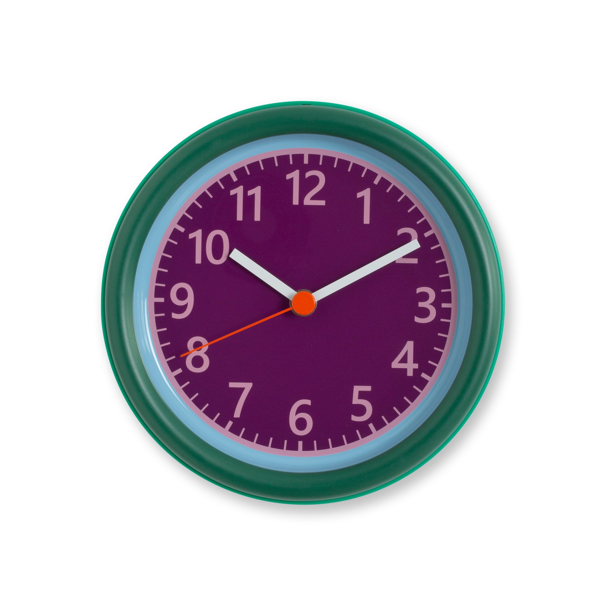 George Sowden Modern Wall Clock - Purple & Green Silent Design