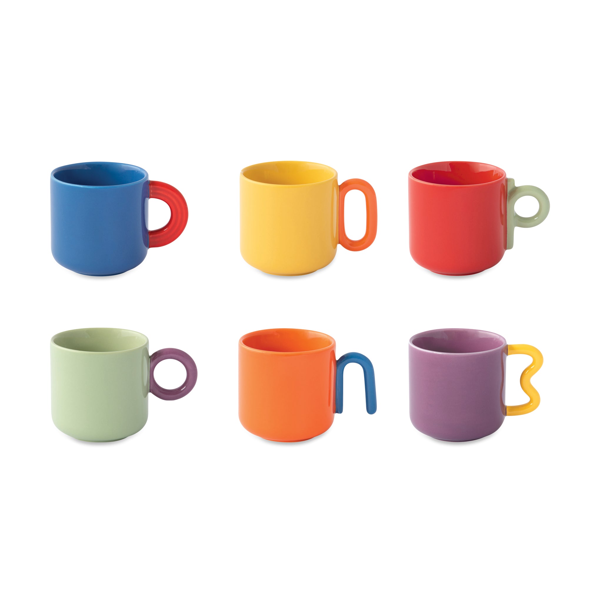 MoMA Memphis Porcelain Espresso Cup Set - 6 Colorful Cups