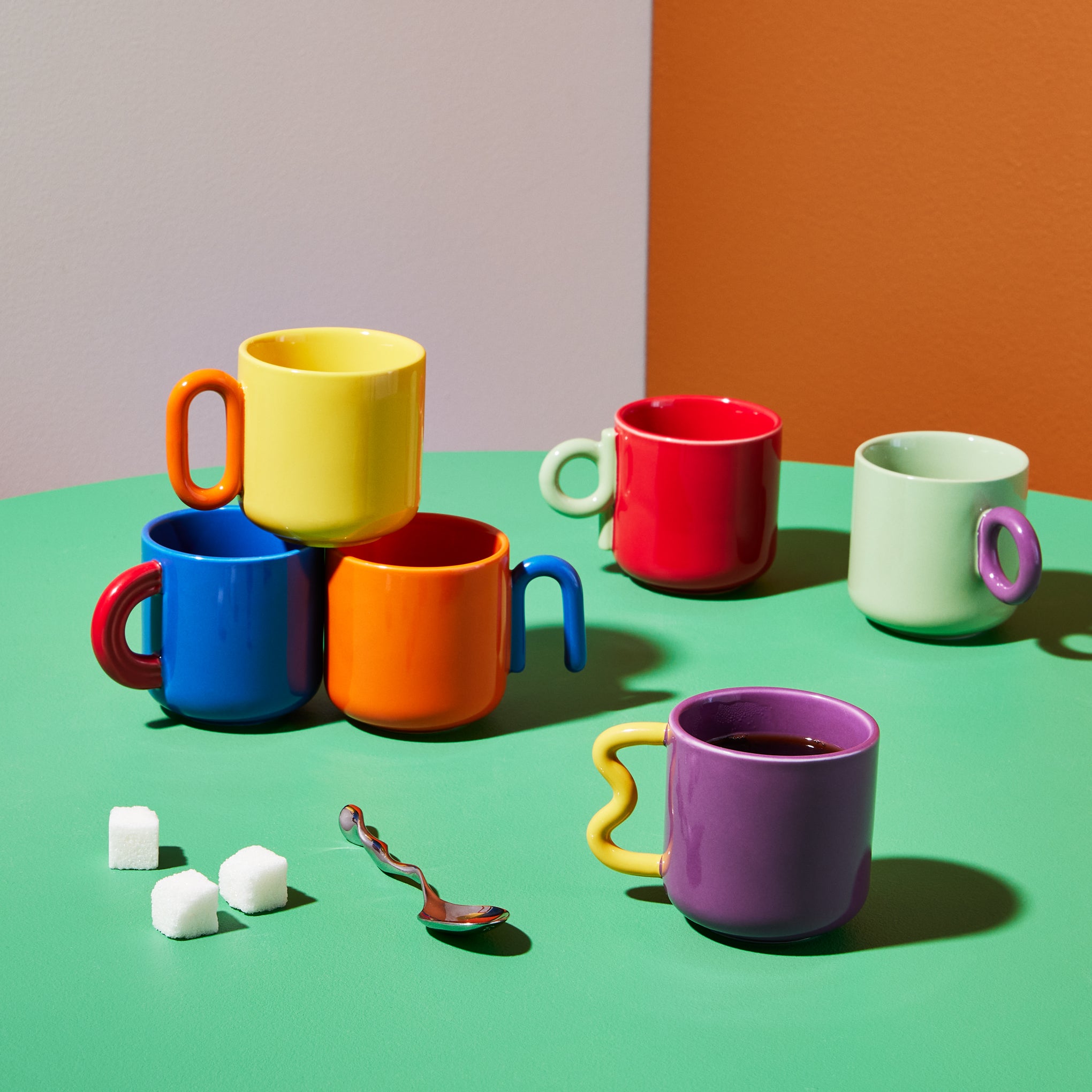 MoMA Memphis Porcelain Espresso Cup Set - 6 Colorful Cups