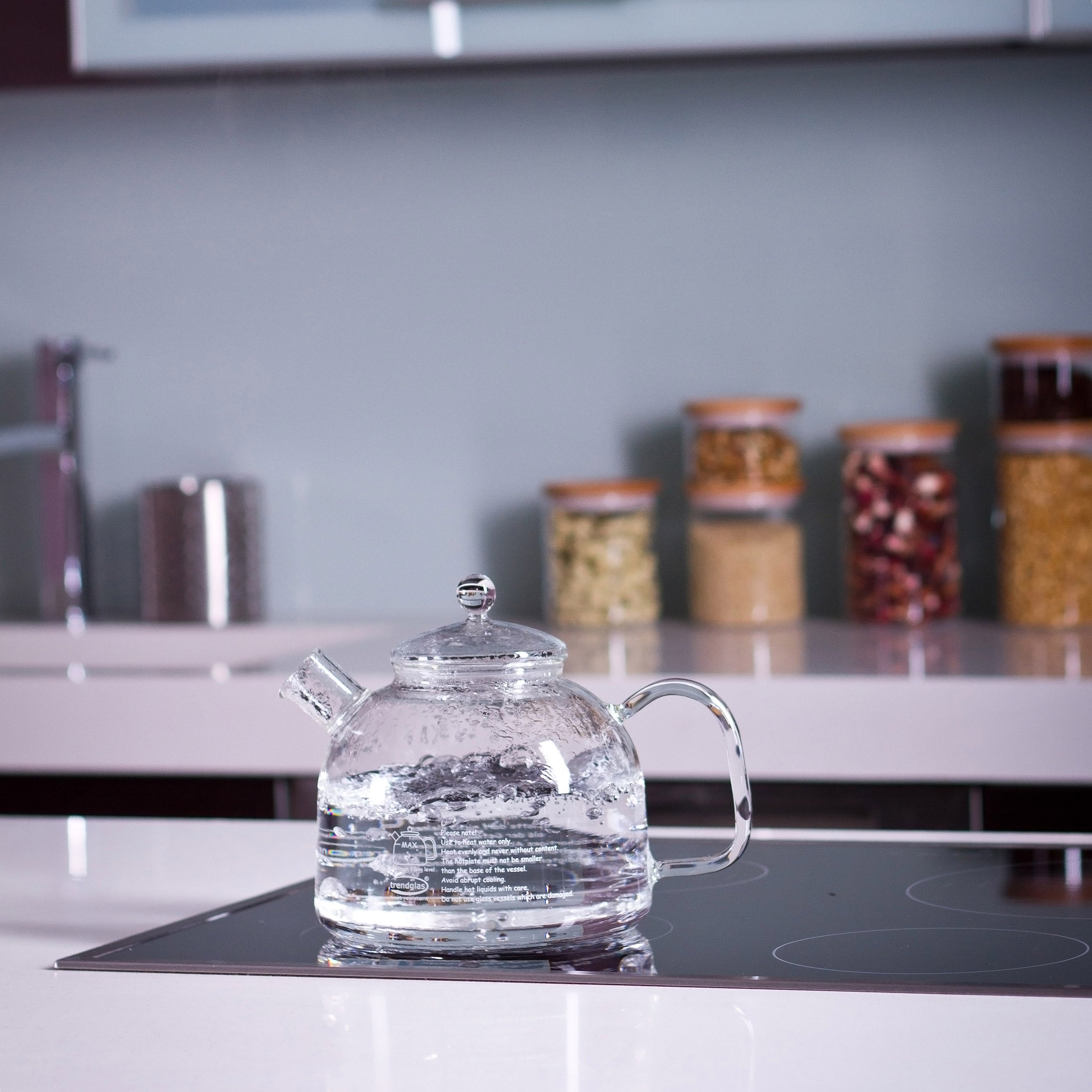 Borosilicate Glass Water Kettle - 60oz, Stovetop & Microwave Safe