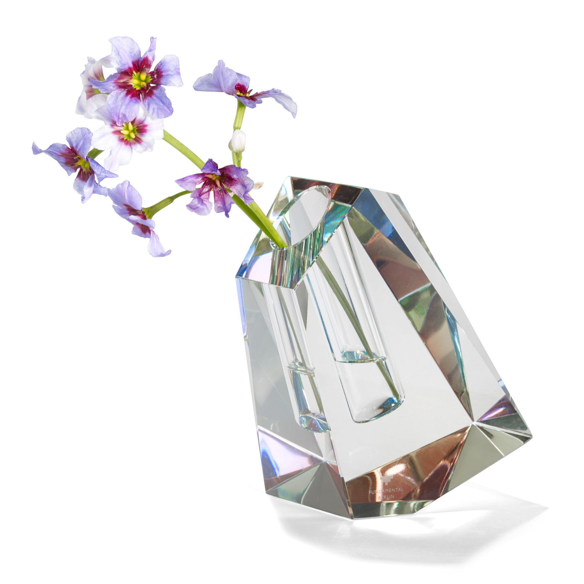Handmade Lead Crystal Faceted Vase - Large Prismatic Design