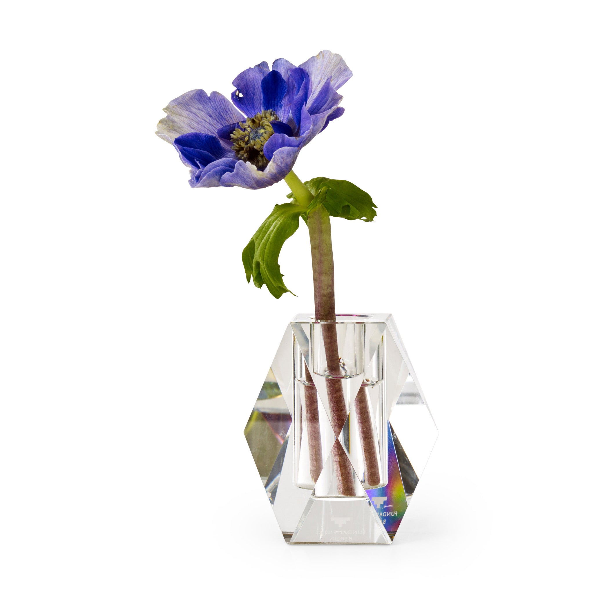 Handmade Faceted Crystal Vase - Small Rainbow Prism Design