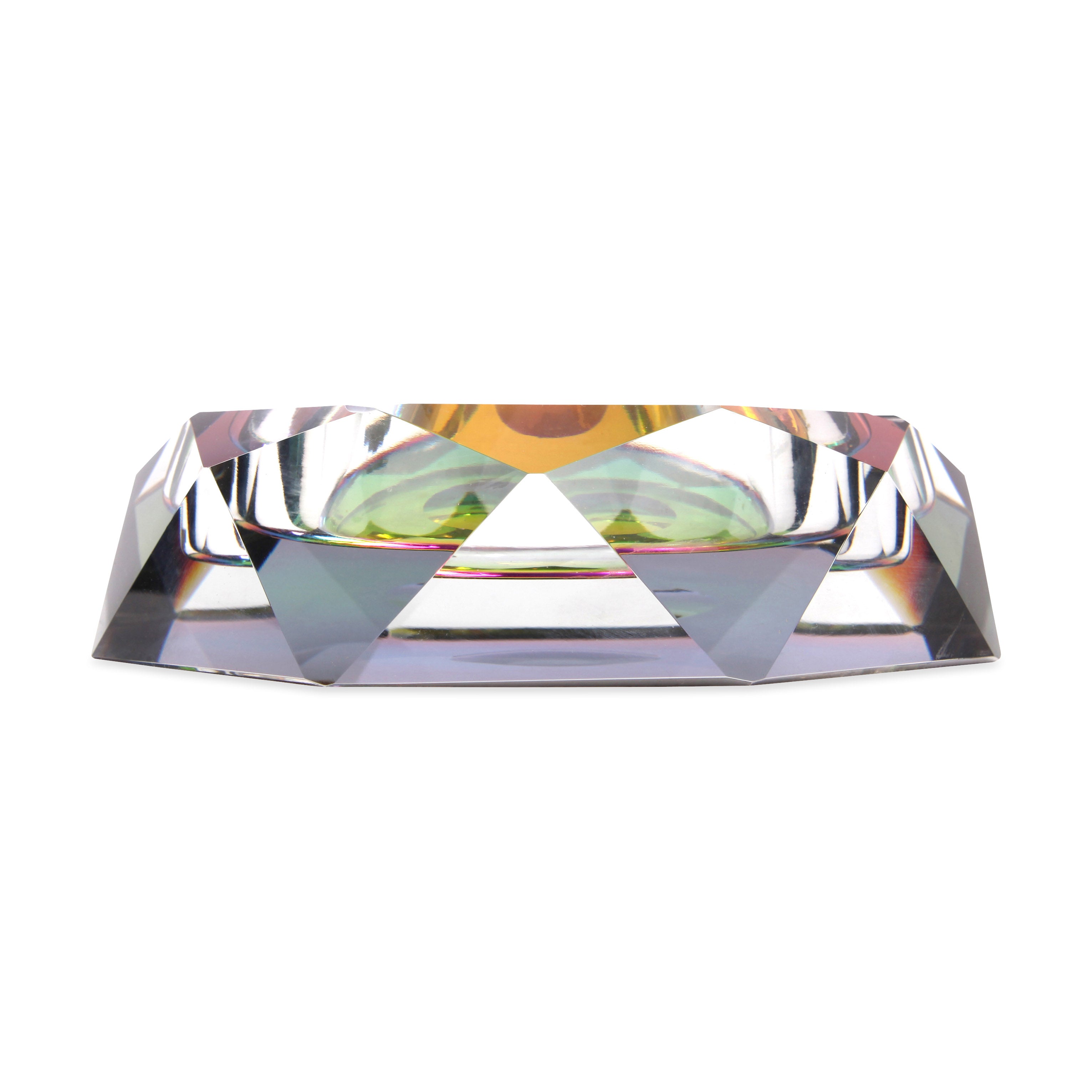 Handmade Chromatic Crystal Bowl with Rainbow Light Effects