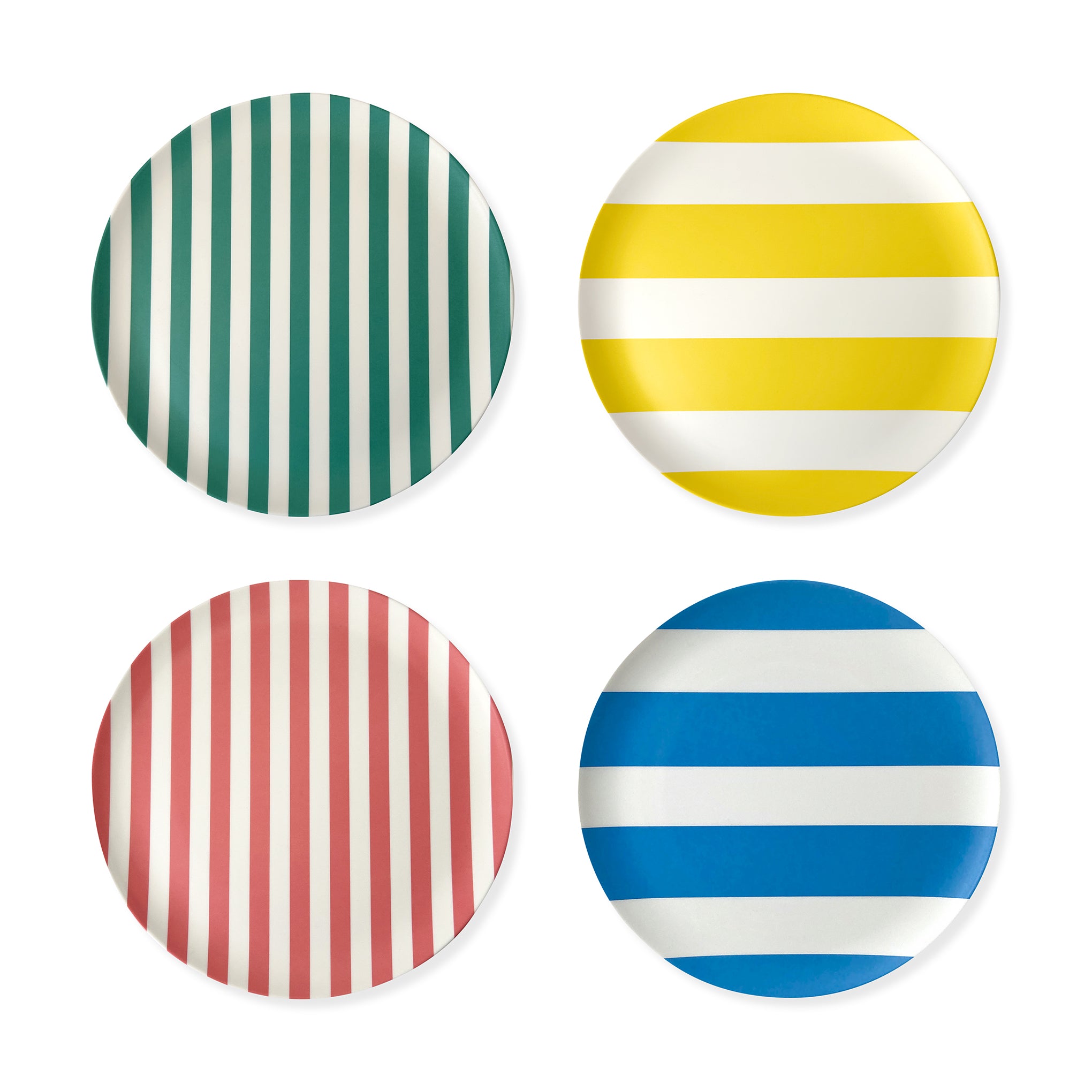 Colorful Striped Bamboo Dessert Plates - Set of 4 - Eco-Friendly