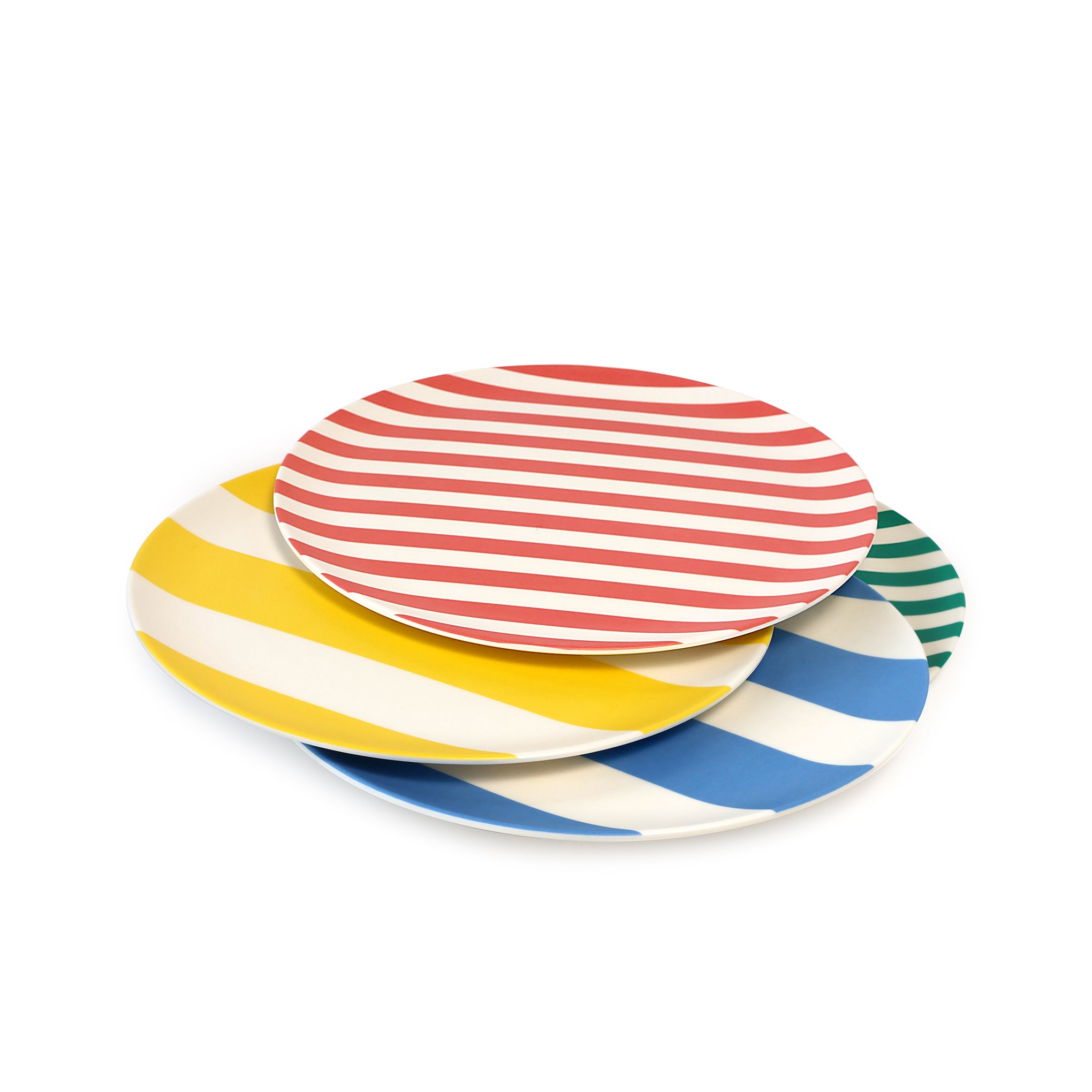 Colorful Striped Bamboo Dessert Plates - Set of 4 - Eco-Friendly