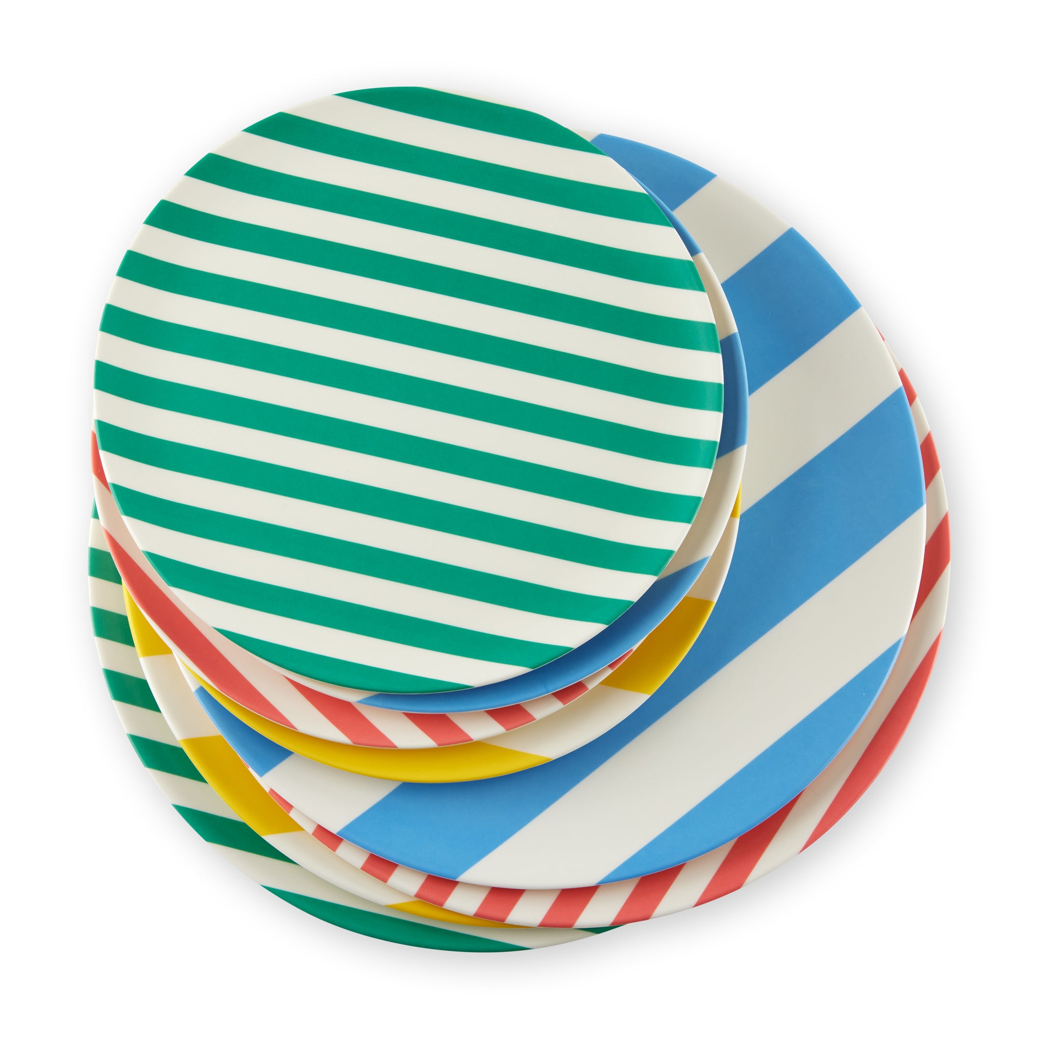 Colorful Striped Bamboo Dessert Plates - Set of 4 - Eco-Friendly