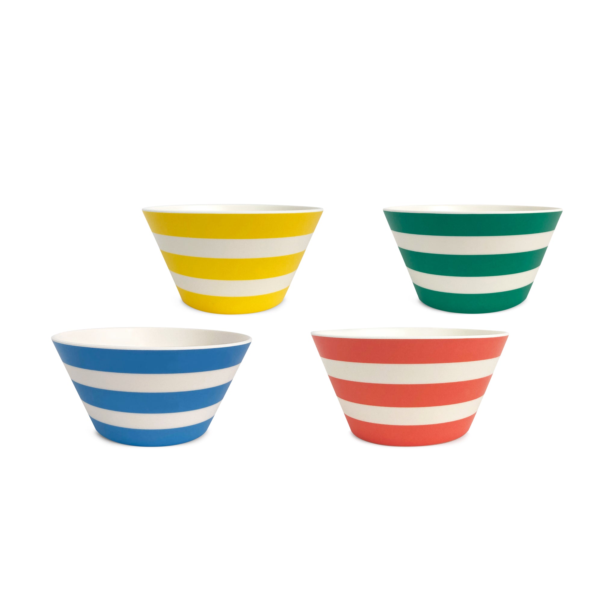 Colorful Striped Bamboo Dinnerware Set - 4 Bowls Eco-Friendly
