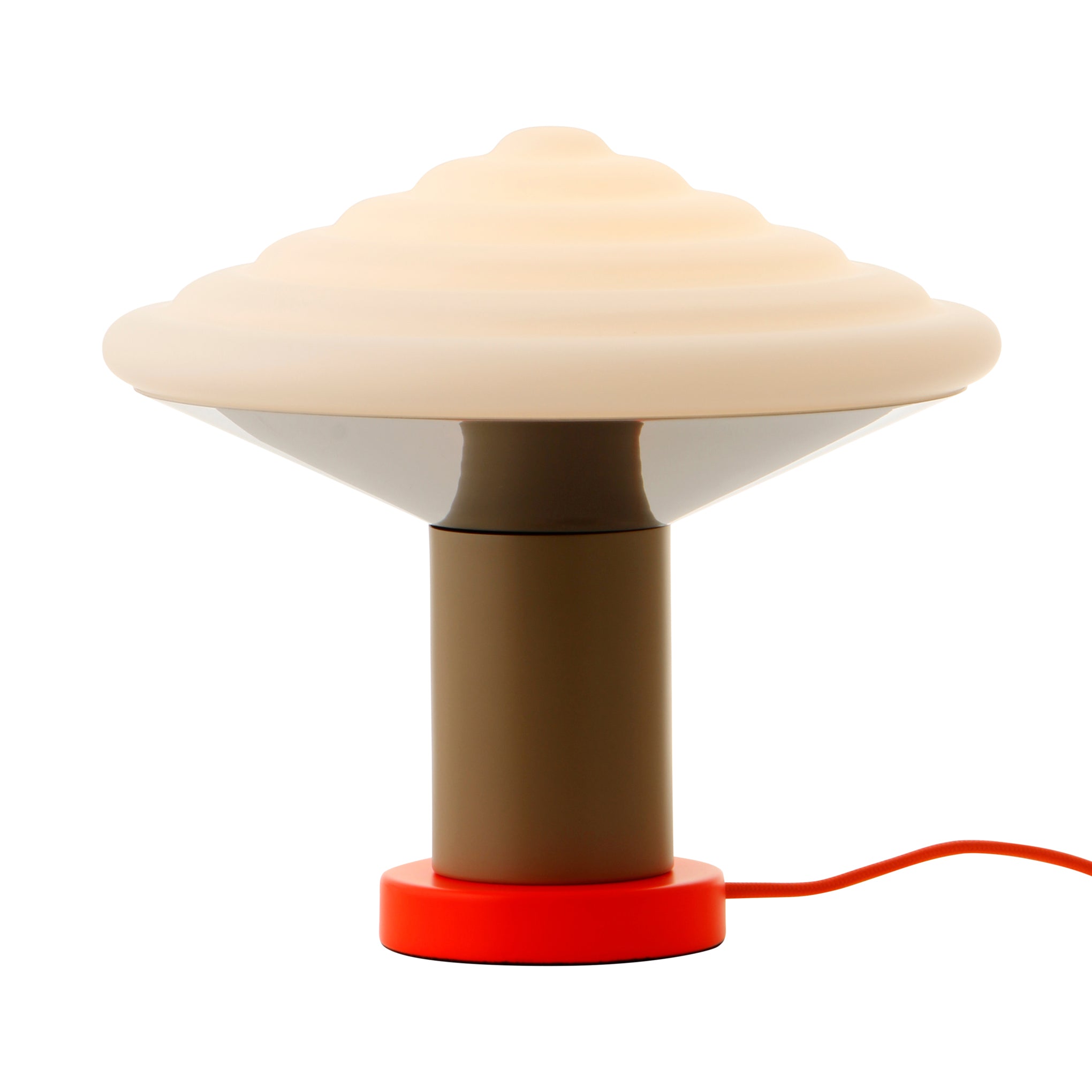 Whipped Table Lamp - Orange Glass Shade & Steel Base - Danish Design