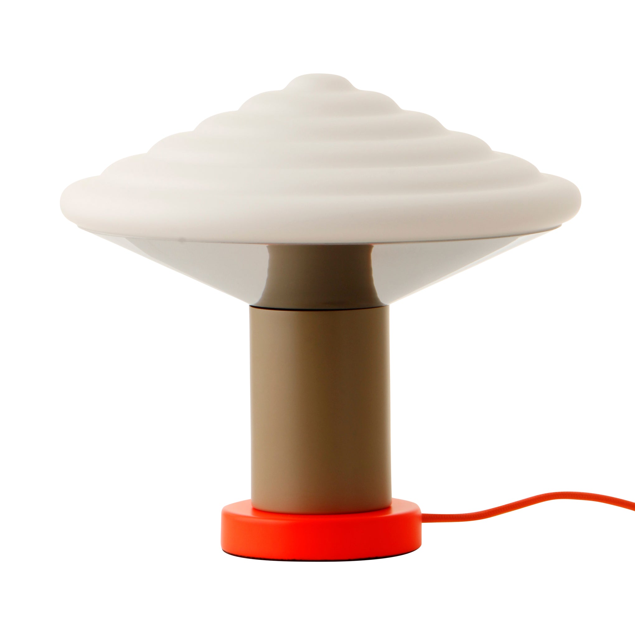 Whipped Table Lamp - Orange Glass Shade & Steel Base - Danish Design