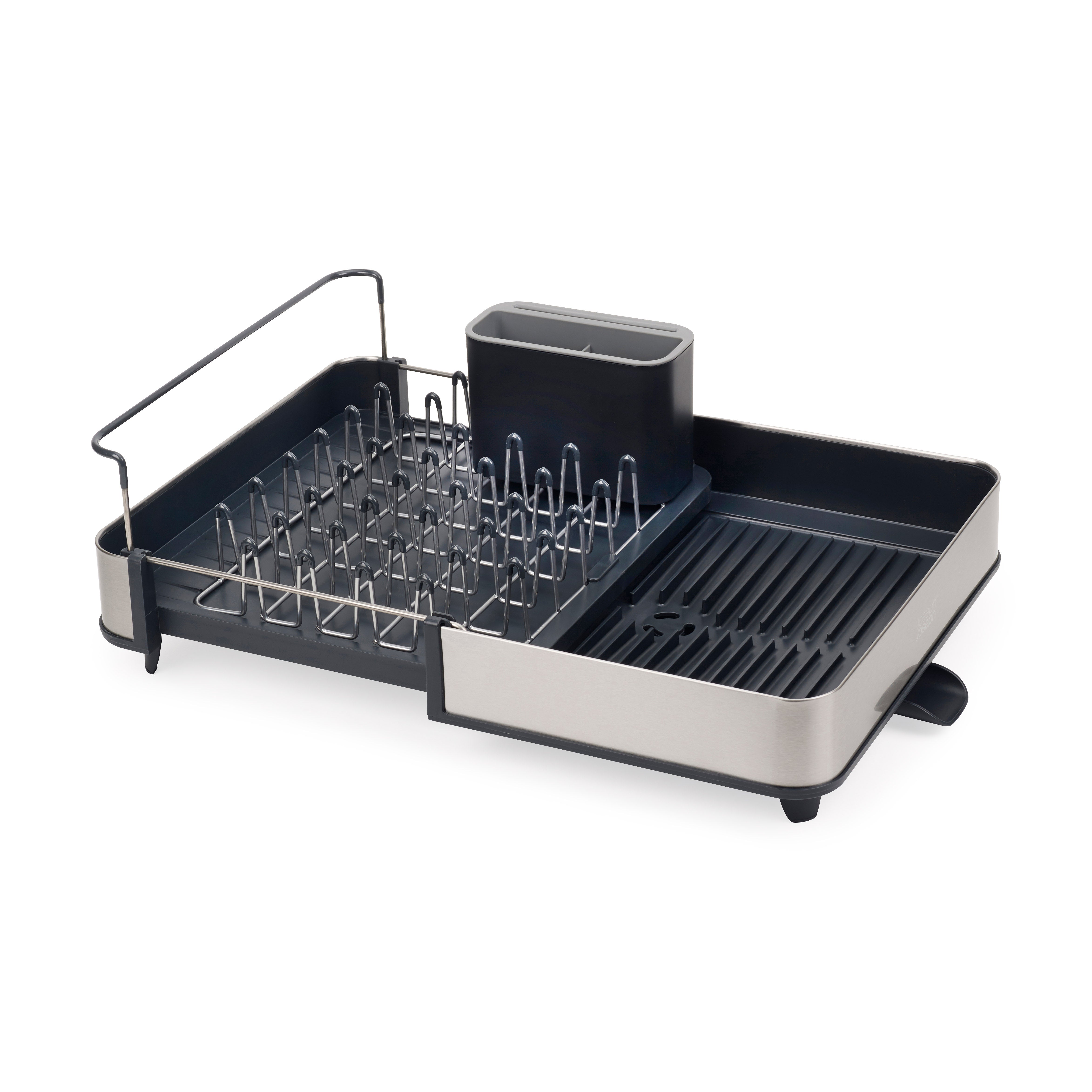 Expandable Steel Dish Rack with Adjustable Drain & Cutlery Holder
