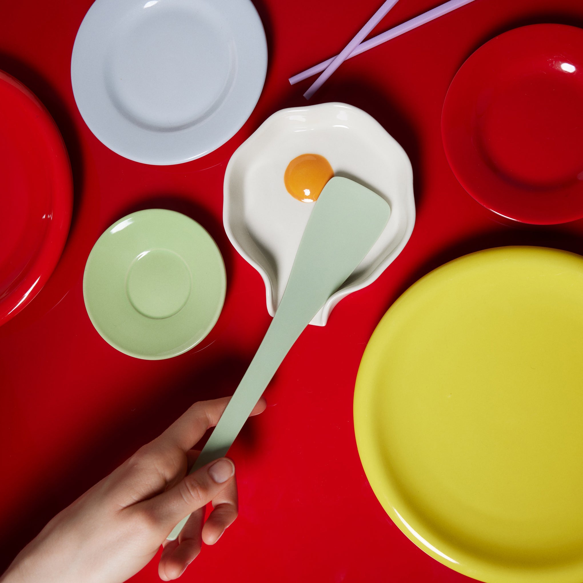 Sunny Side Up Egg Ceramic Spoon Rest for Kitchen Counter