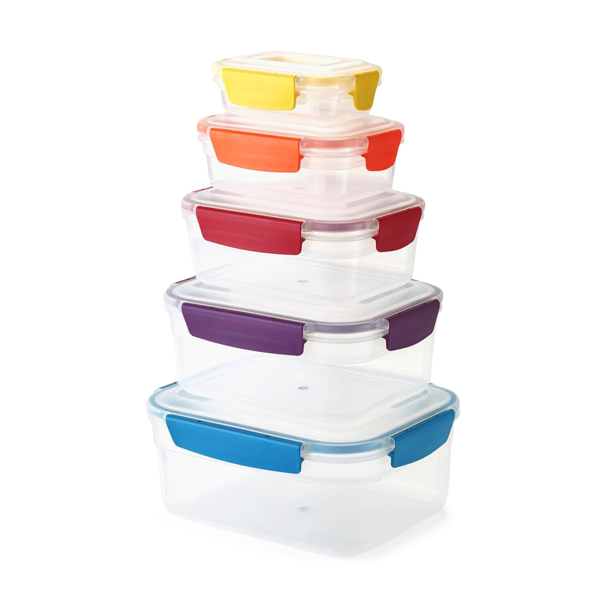 NestLock BPA-Free Food Storage Containers Set with Color-Coded Lids