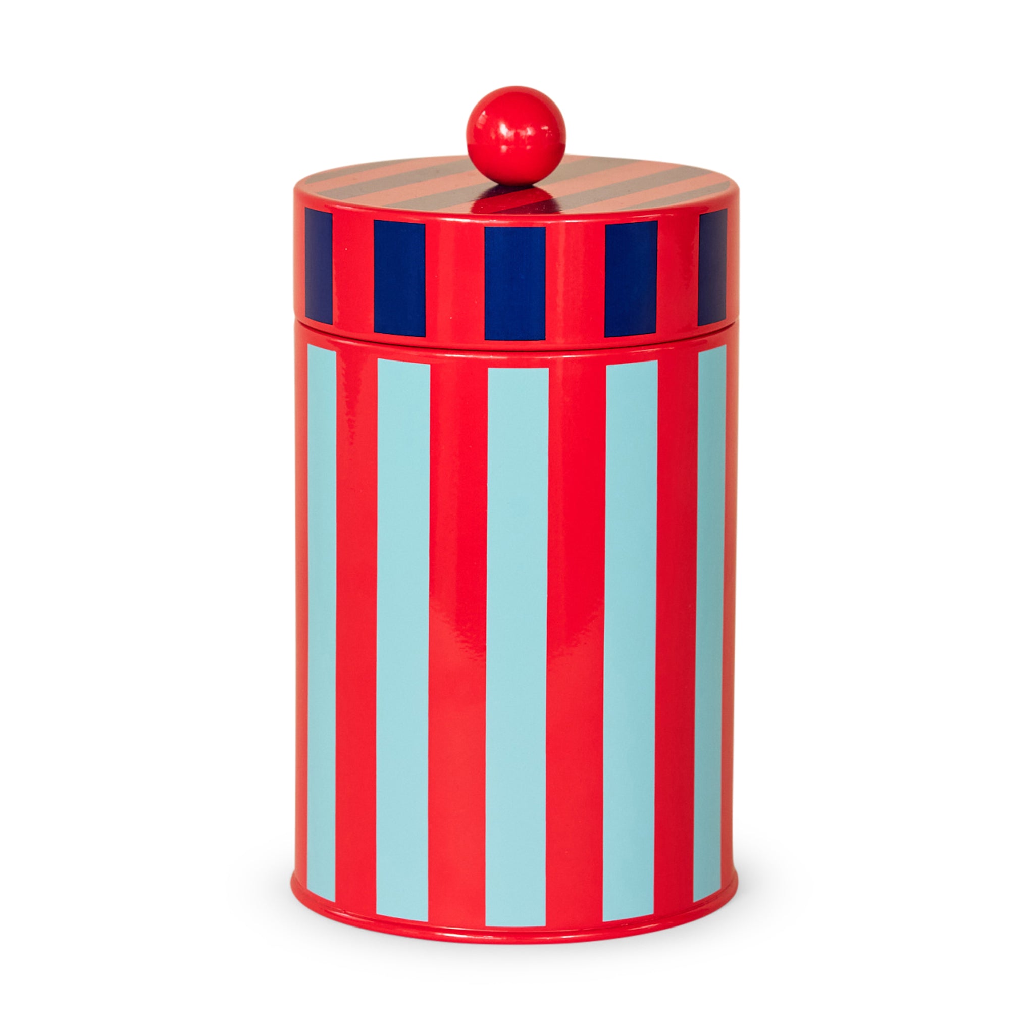 Dusen Dusen Red & Blue Striped Metal Kitchen Canister