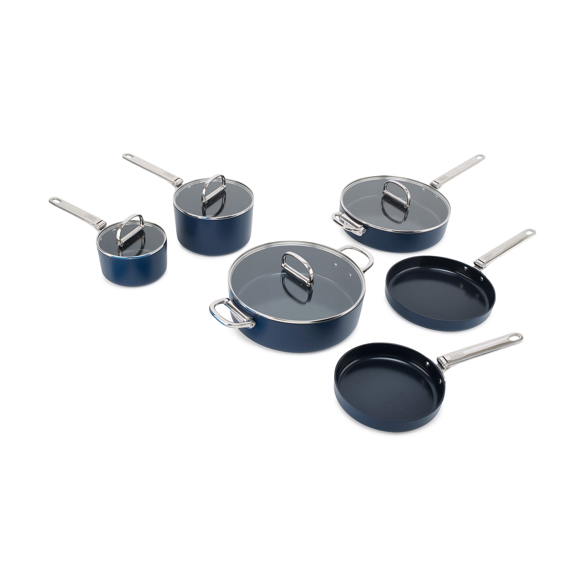 Compact Non-Toxic Cookware Set with Foldable Handles – 10 Piece