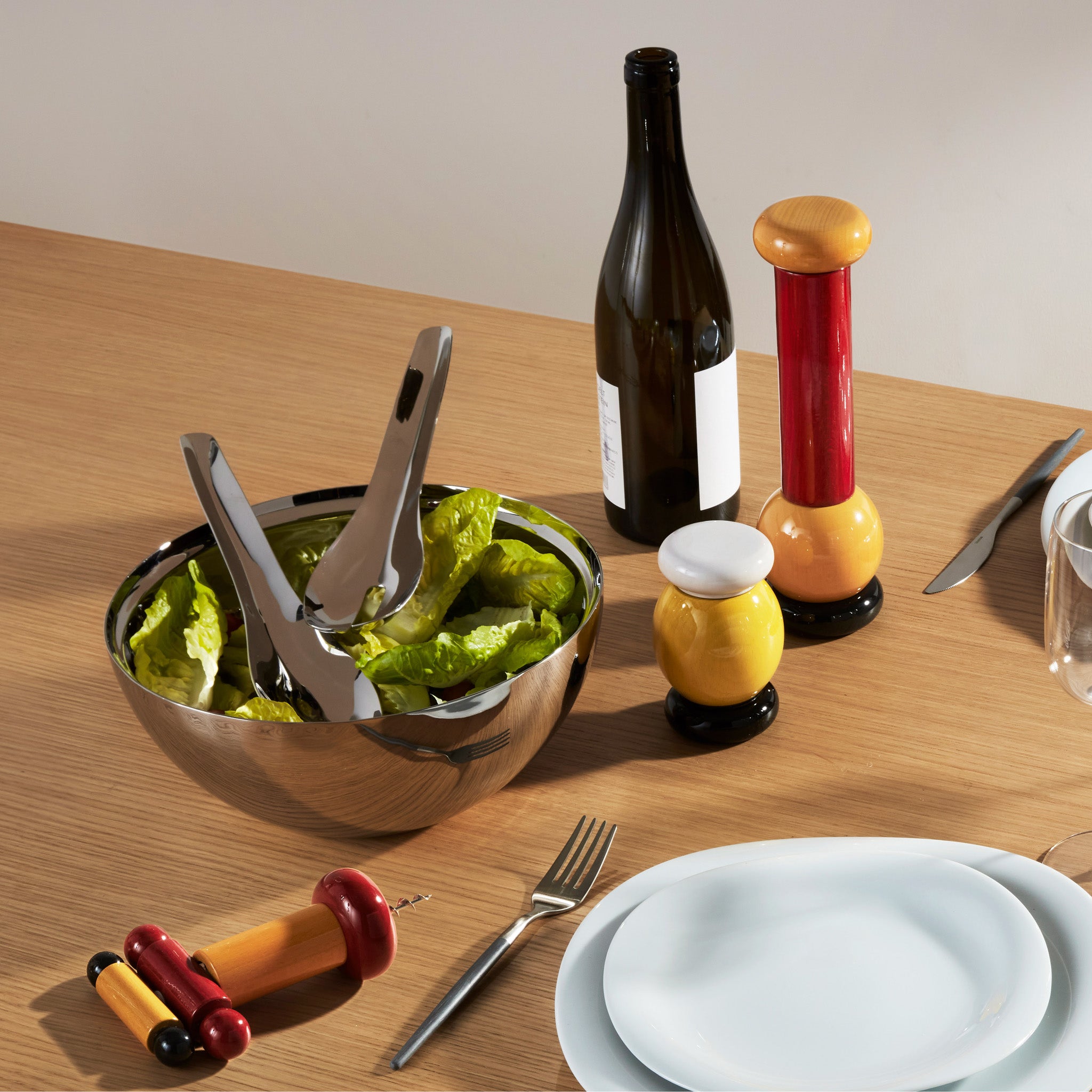 Ettore Sottsass Alessi White Salt & Pepper Grinder - Eco-Friendly Wood