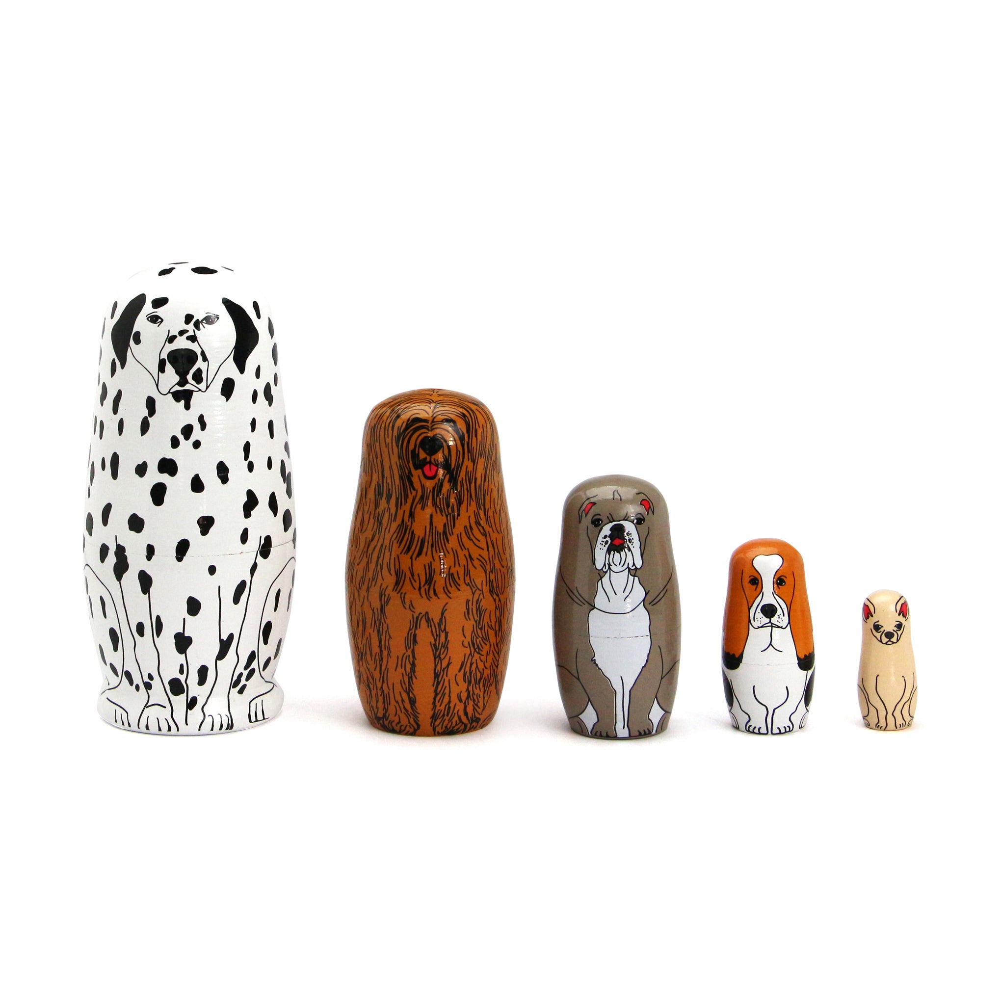 Nesting Wooden Dogs Set by Midori Komatsu - 5 Piece Collection