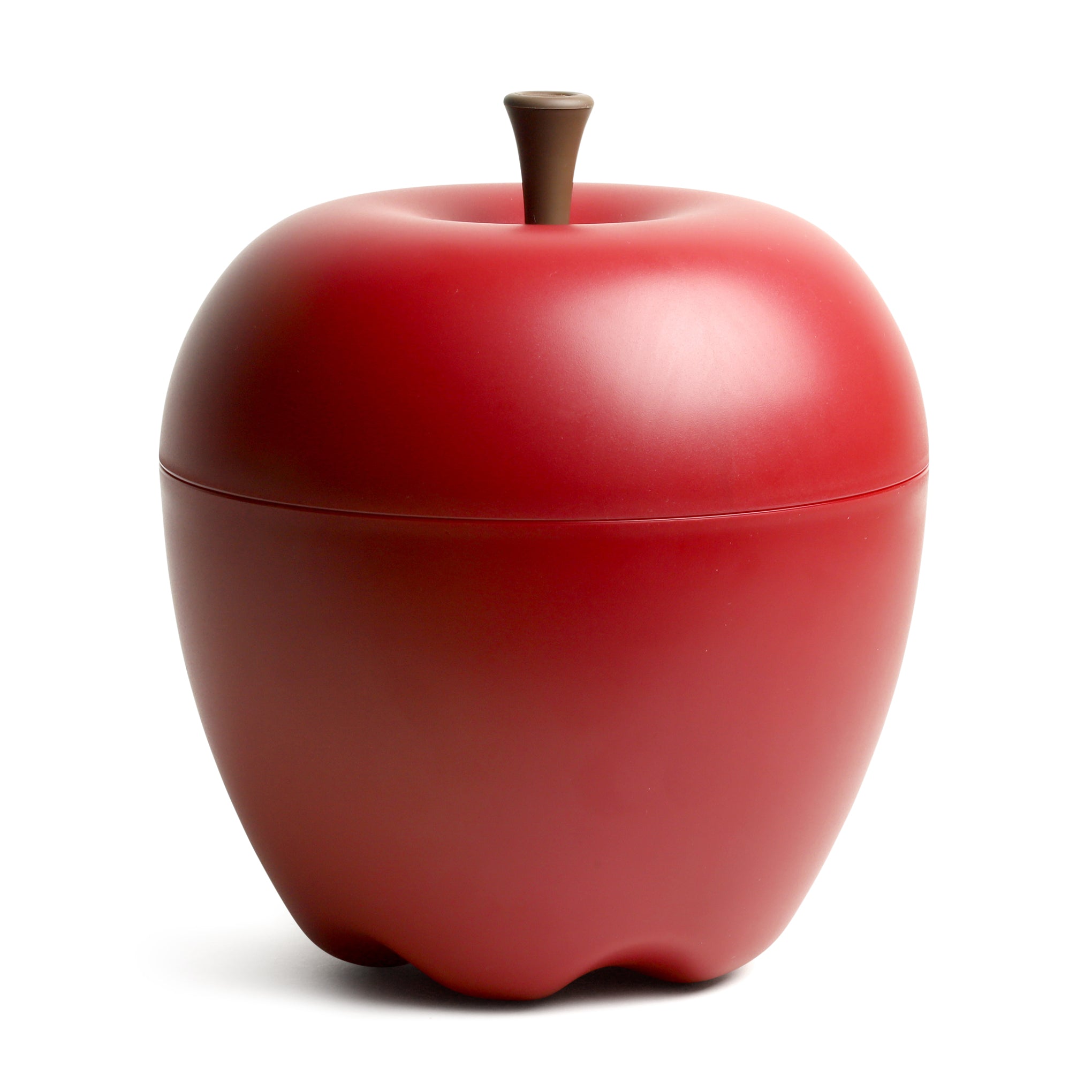 Apple-Shaped Desk Organizer - Red Plastic Storage Container for Office Supplies