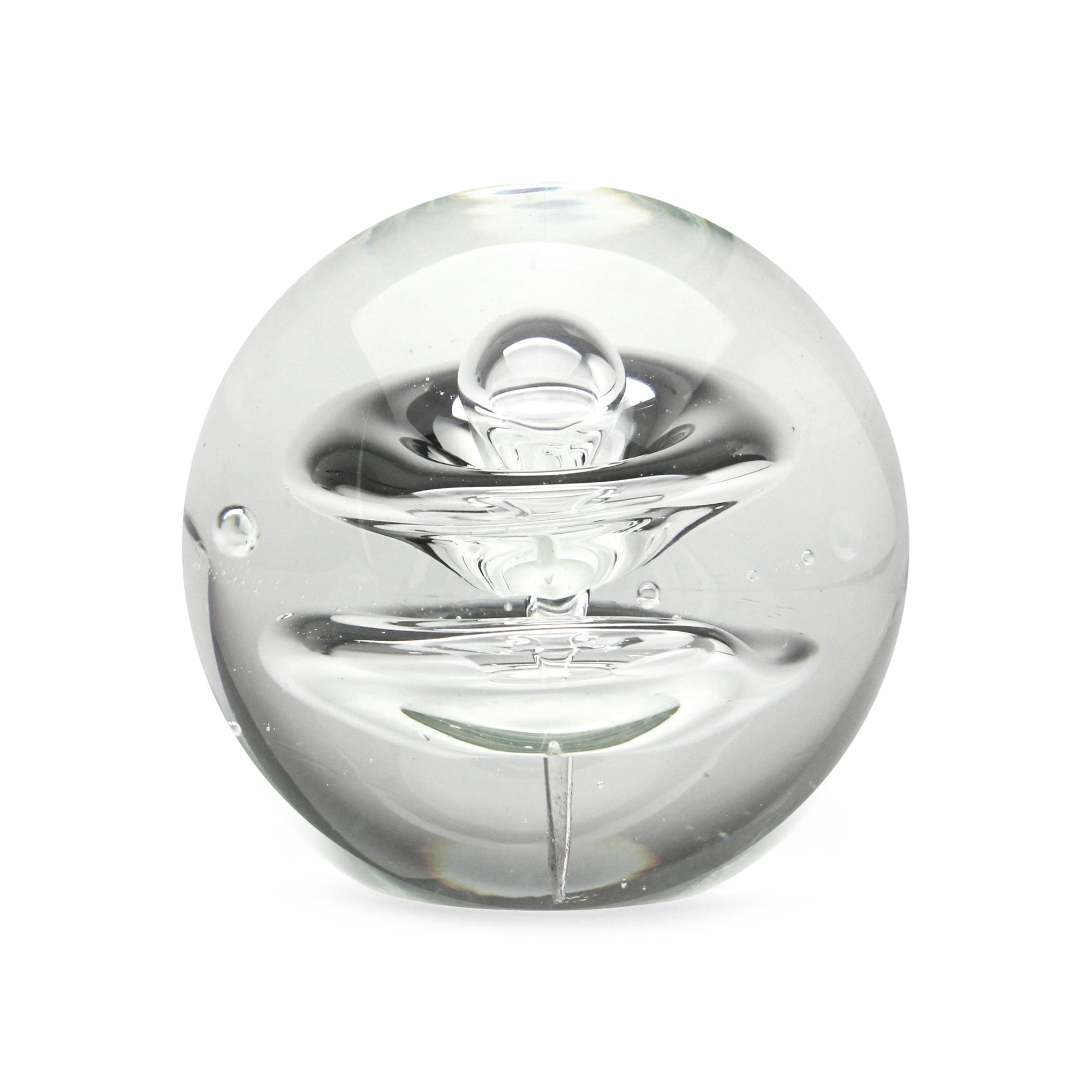 MoMA Exclusive Handmade Glass Paperweight with Spiral Rings – Desk Art Decor