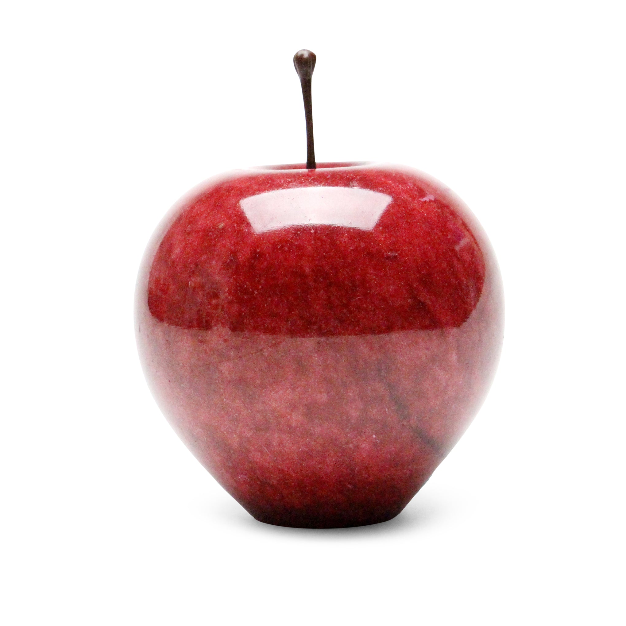 Handcrafted Marble Apple Paperweight - Unique Red Stone Desk Decor