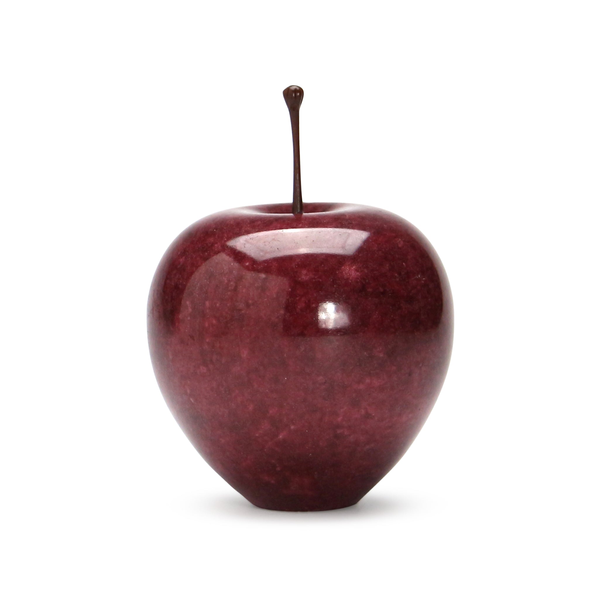 Handcrafted Marble Apple Paperweight - Unique Red Stone Desk Decor