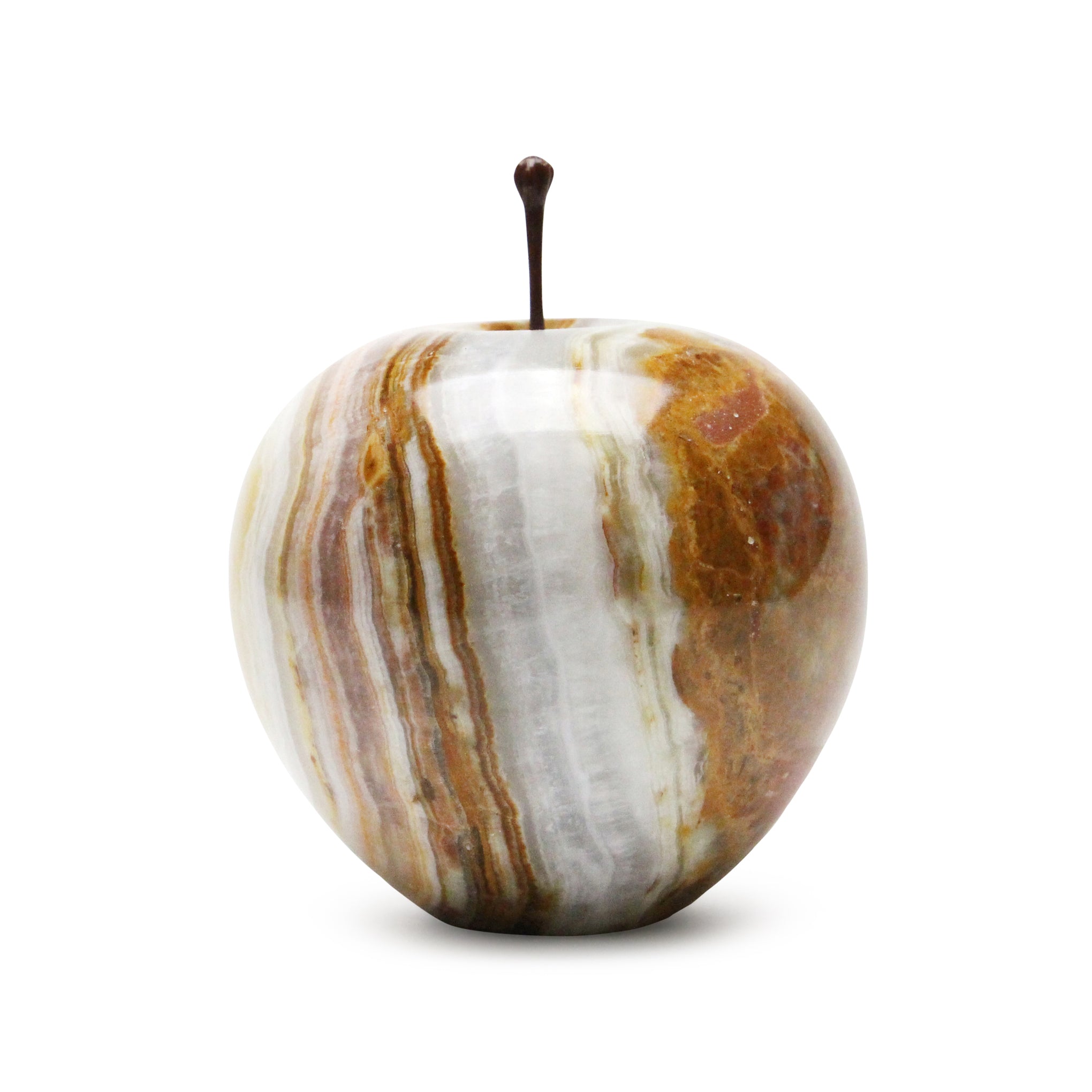 Handcrafted Marble Apple Paperweight - Natural Stone Desk Decor