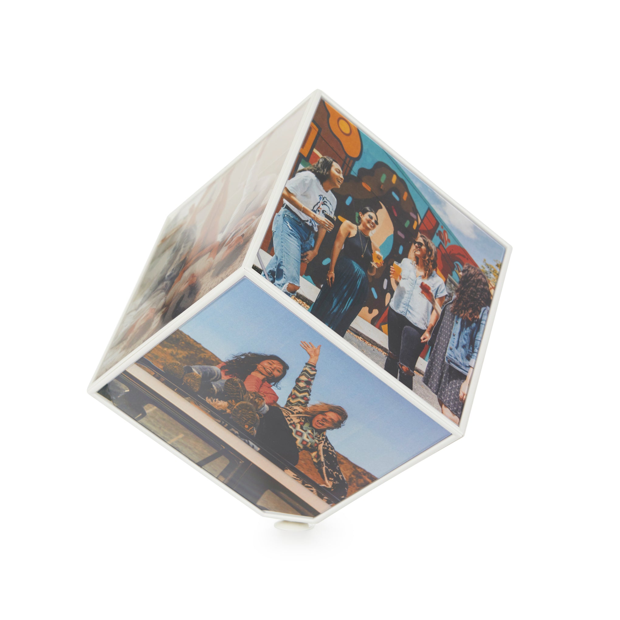 Rotating Cube Photo Frame for Desktop - 6-Sided Digital Display