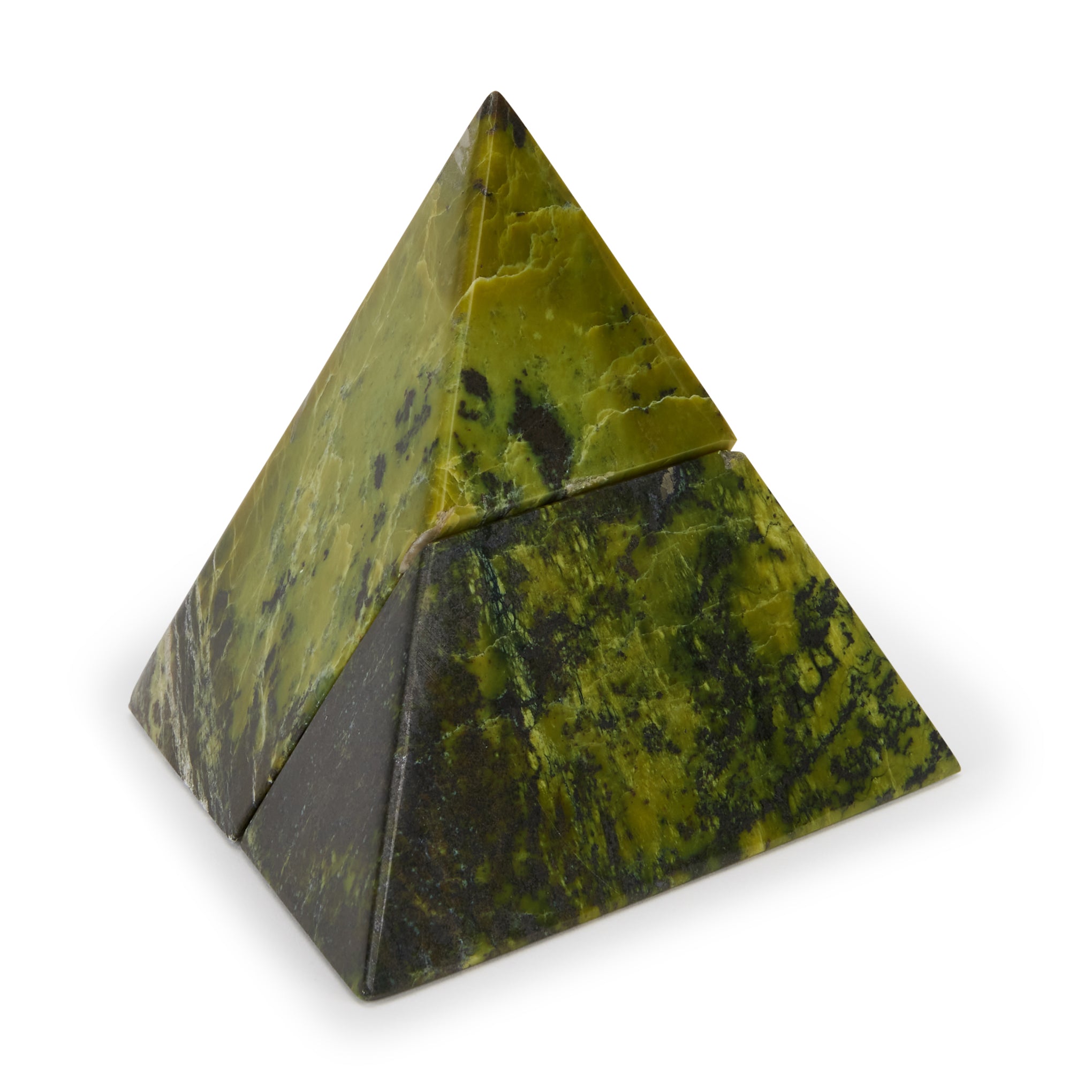 Handcrafted Green Serpentine Stone Pyramid Puzzle by D.A.R Proyectos